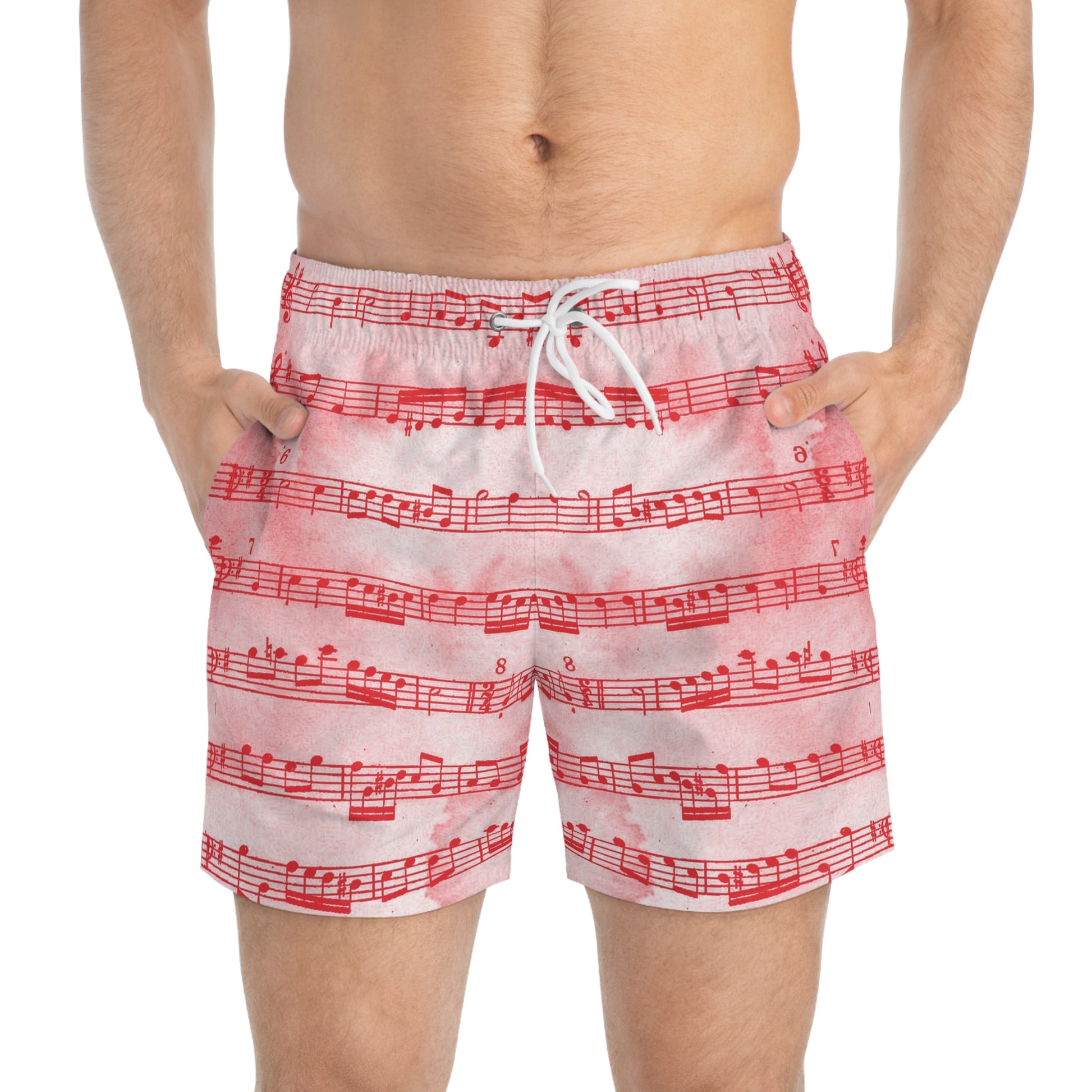Drip Spill Type Beat Sheet Music II Red Swim Trunks (AOP), Artsulli - Art is Long, Life is Short, All Over Prints, , , , , , , 