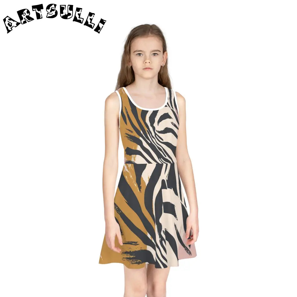 JAKKOUTTHEBXX Colorful Abstract Zebra Print Sleeveless Sundress