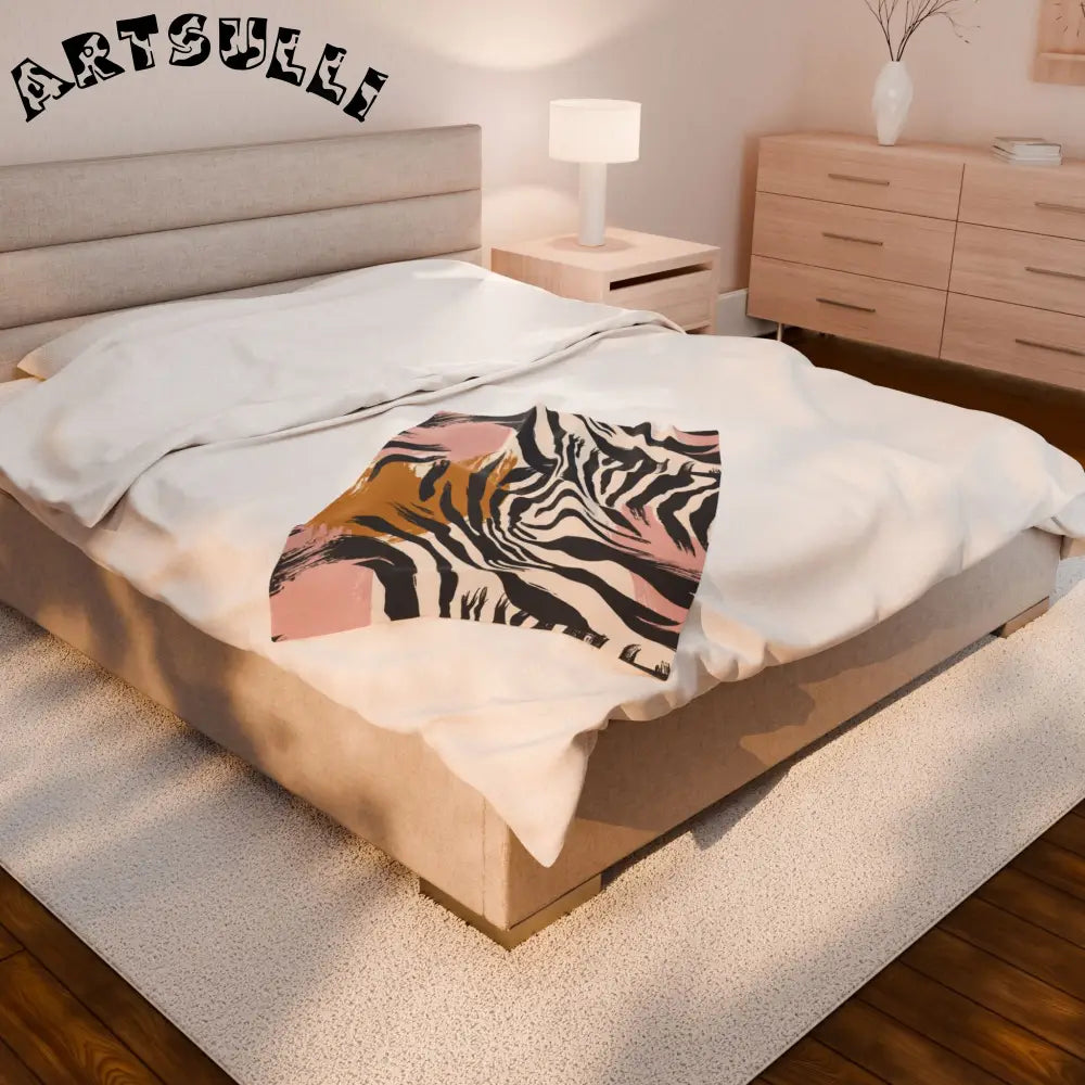 JAKKOUTTHEBXX Abstract zebra print fabric in pink and mustard yellow