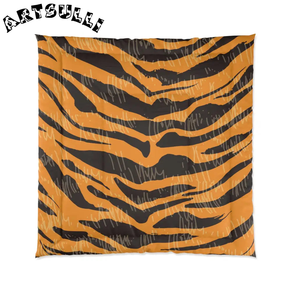 JAKKOUTTHEBXX Tiger Scratches Orange & Black Comforter JAKKOUTTHEBXX