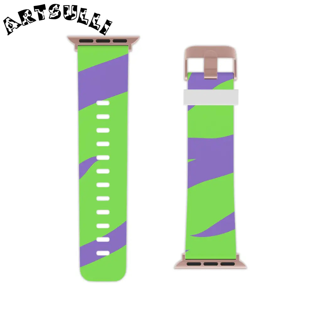 JAKKOUTTHEBXX Tyrannosaurus Print Green and Purple Watch Band