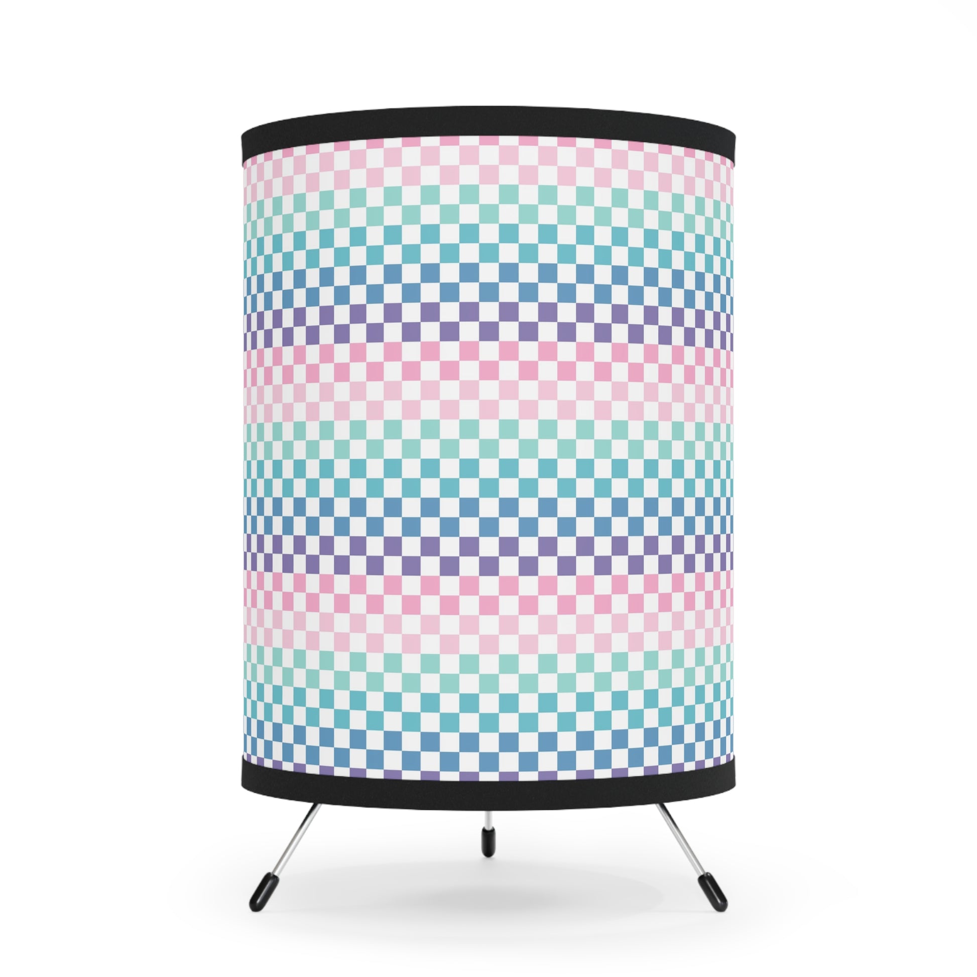 Vaporwave Rainbow  Checkerboard Multi-Color Tripod Lamp with High-Res Printed Shade, US\CA plug, Artsulli - Art is Long, Life is Short, Home Decor, Size, One size, Color, Black, , , 10715389881630497445