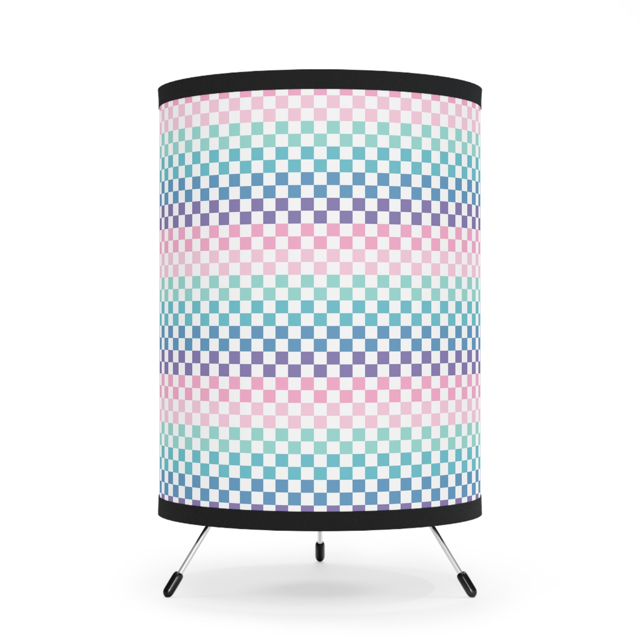 Vaporwave Rainbow  Checkerboard Multi-Color Tripod Lamp with High-Res Printed Shade, US\CA plug, Artsulli - Art is Long, Life is Short, Home Decor, Size, One size, Color, Black, , , 10715389881630497445