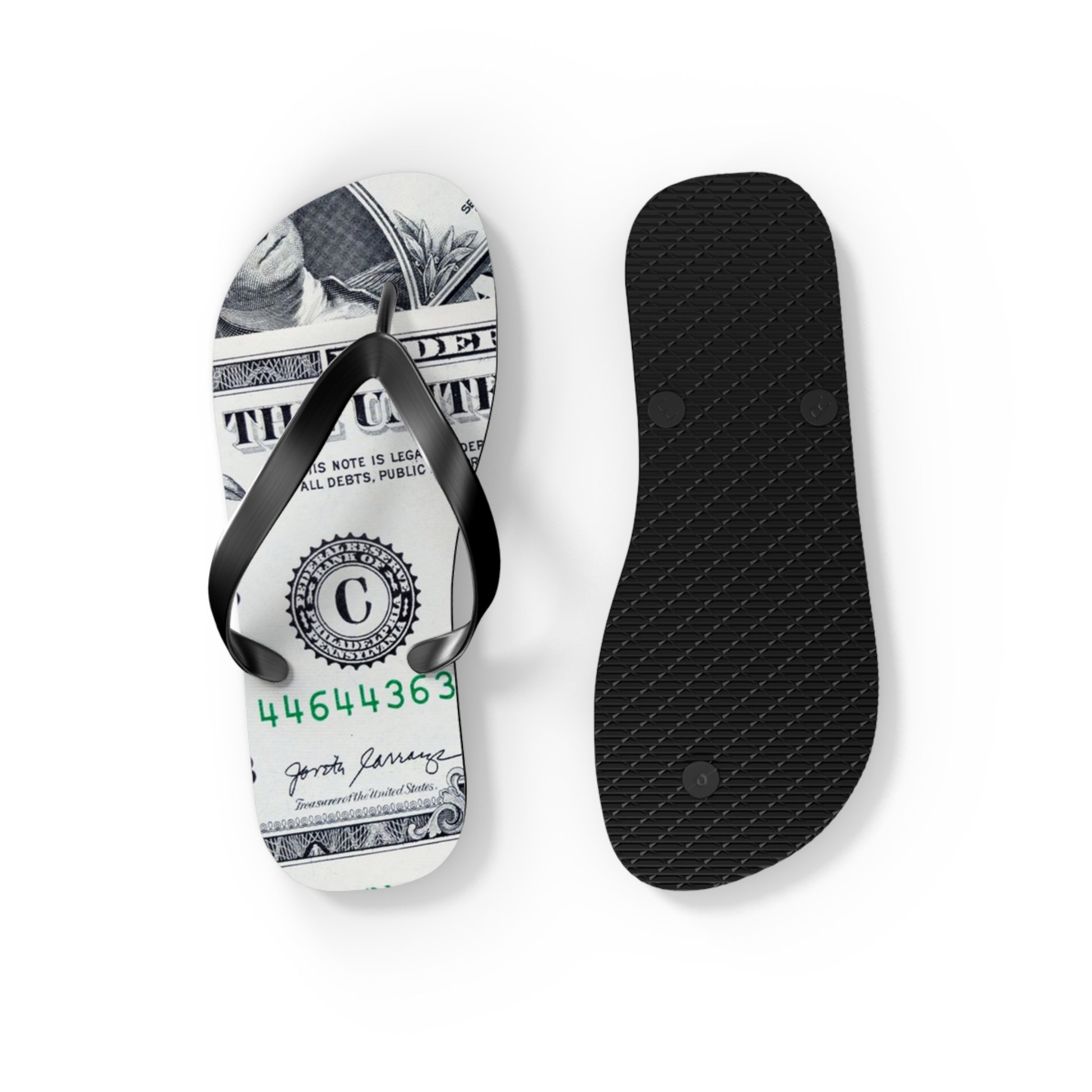Money Collage Flip Flops, Artsulli - Art is Long, Life is Short, Shoes, , , , , , , 