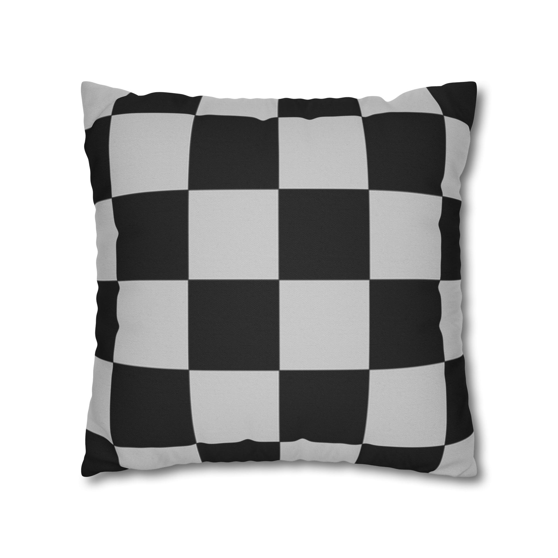 Checkerboard Dada Black and Light Gray Spun Polyester Square Pillowcase, Artsulli - Art is Long, Life is Short, Home Decor, , , , , , , 