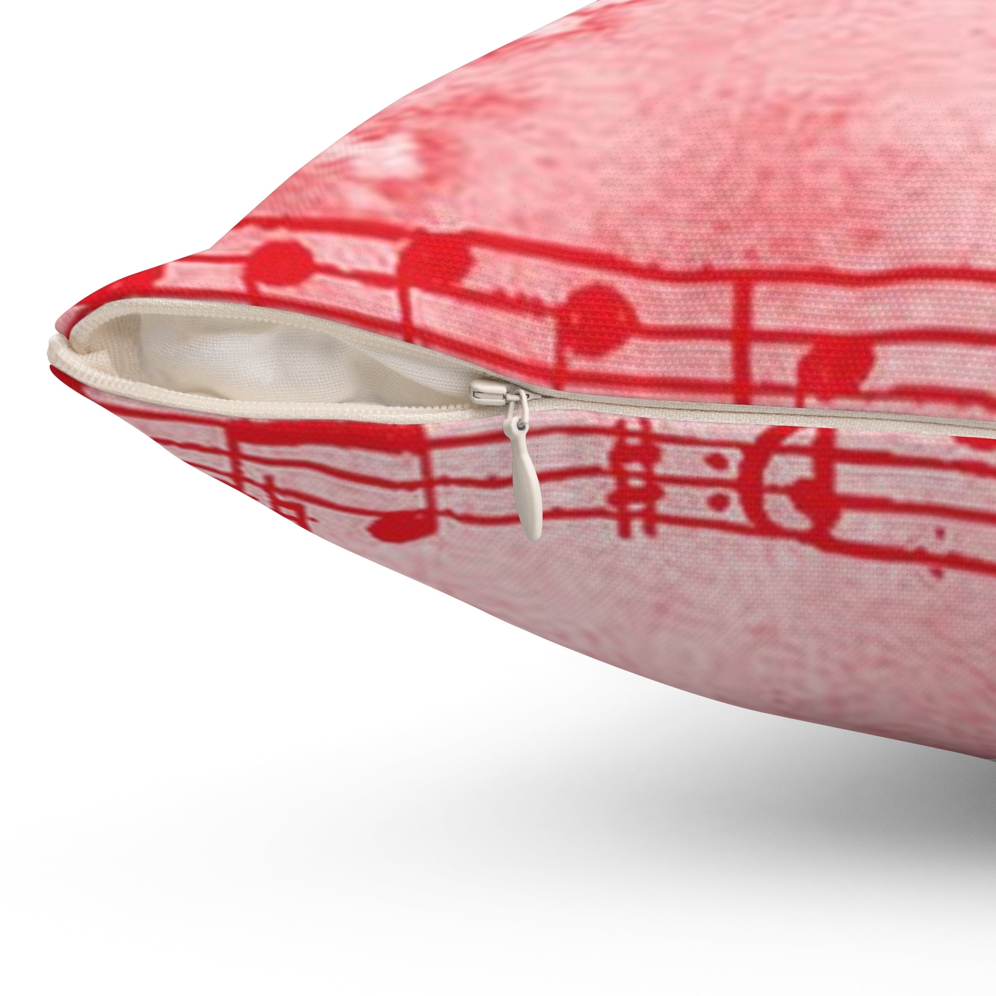 Drip Spill Type Beat Sheet Music Red Spun Polyester Square Pillow, Artsulli - Art is Long, Life is Short, Home Decor, , , , , , , 