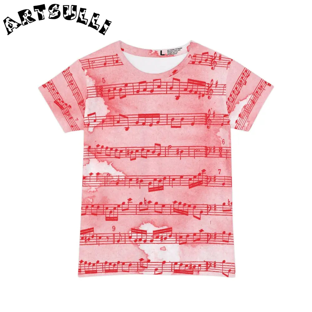 JAKKOUTTHEBXX Pink Musical Notation T-Shirt 2025