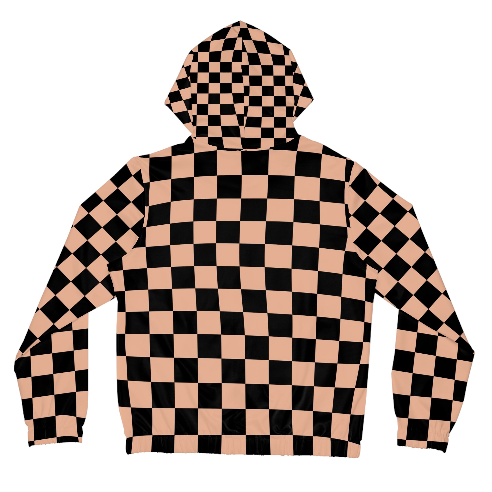 Checkerboard Soft Orange and Black Women’s Full-Zip Hoodie (AOP), Artsulli - Art is Long, Life is Short, All Over Prints, , , , , , , 