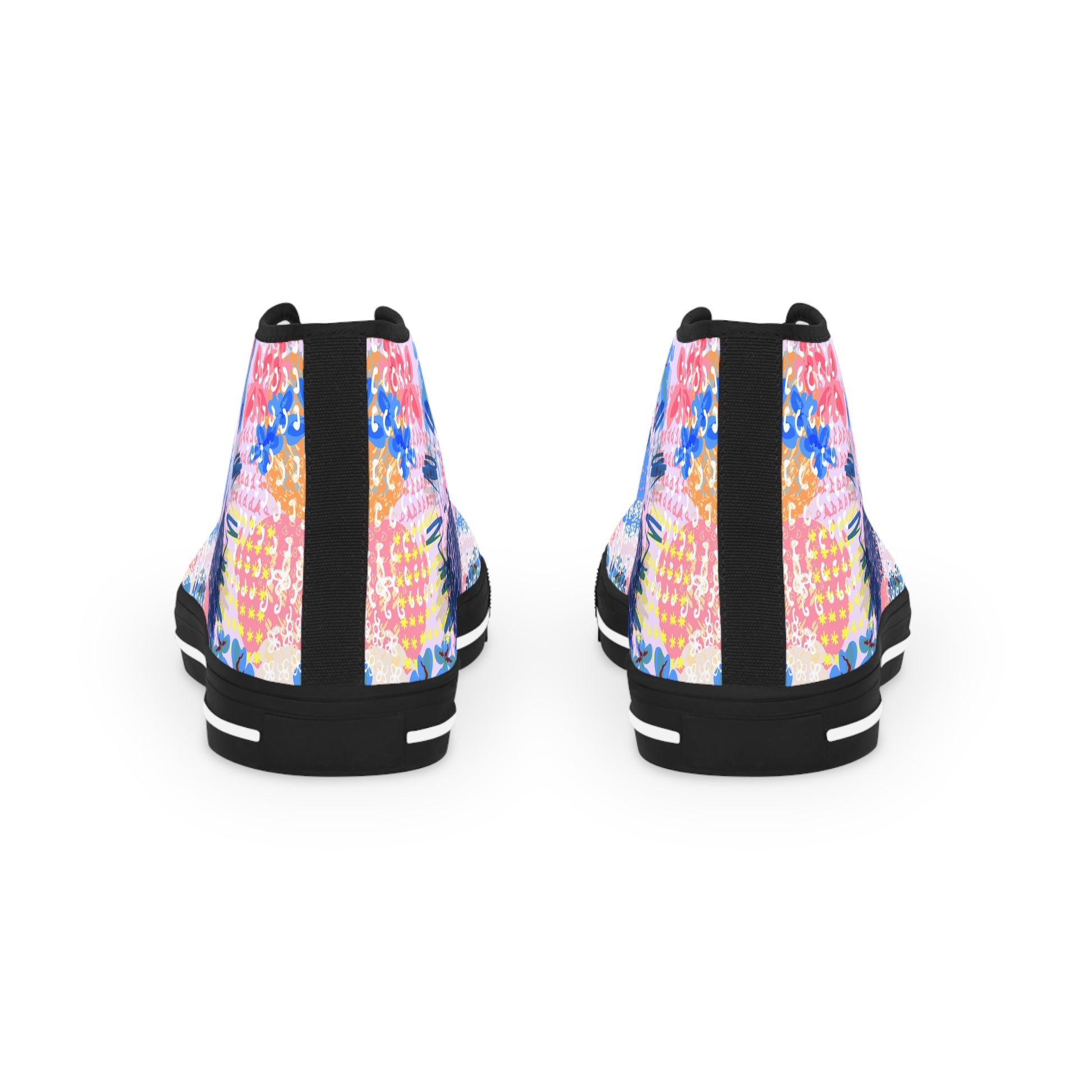 Flowers x Doodles x Hearts Multi-Color II Men's High Top Sneakers, Artsulli - Art is Long, Life is Short, Shoes, , , , , , , 