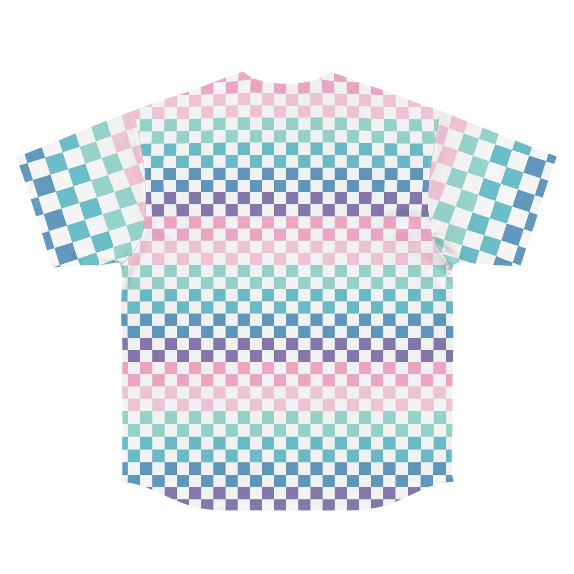 Vaporwave Rainbow  Checkerboard II Multi-Color Men's Baseball Jersey (AOP), Artsulli - Art is Long, Life is Short, All Over Prints, , , , , , , 