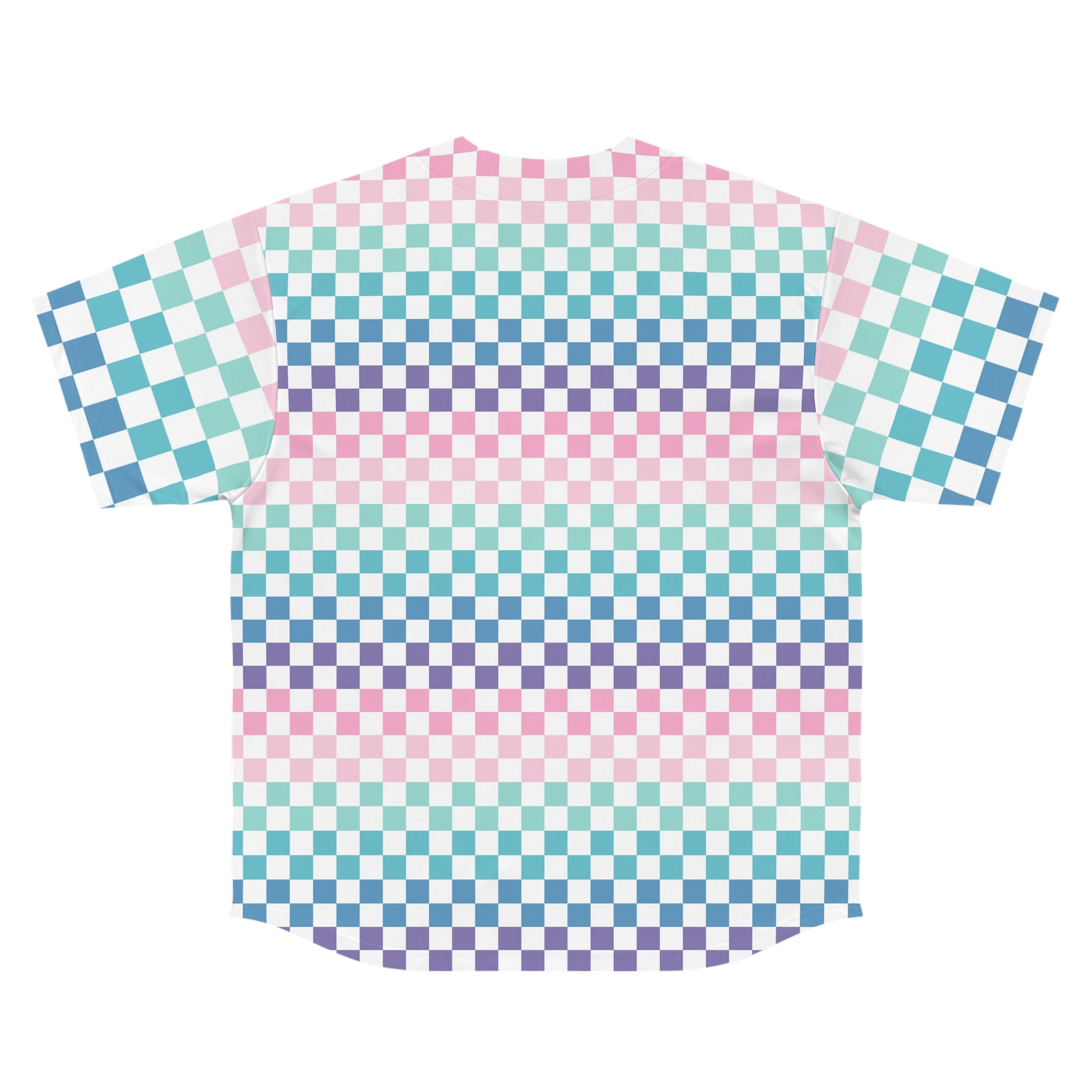 Vaporwave Rainbow  Checkerboard II Multi-Color Men's Baseball Jersey (AOP), Artsulli - Art is Long, Life is Short, All Over Prints, , , , , , , 
