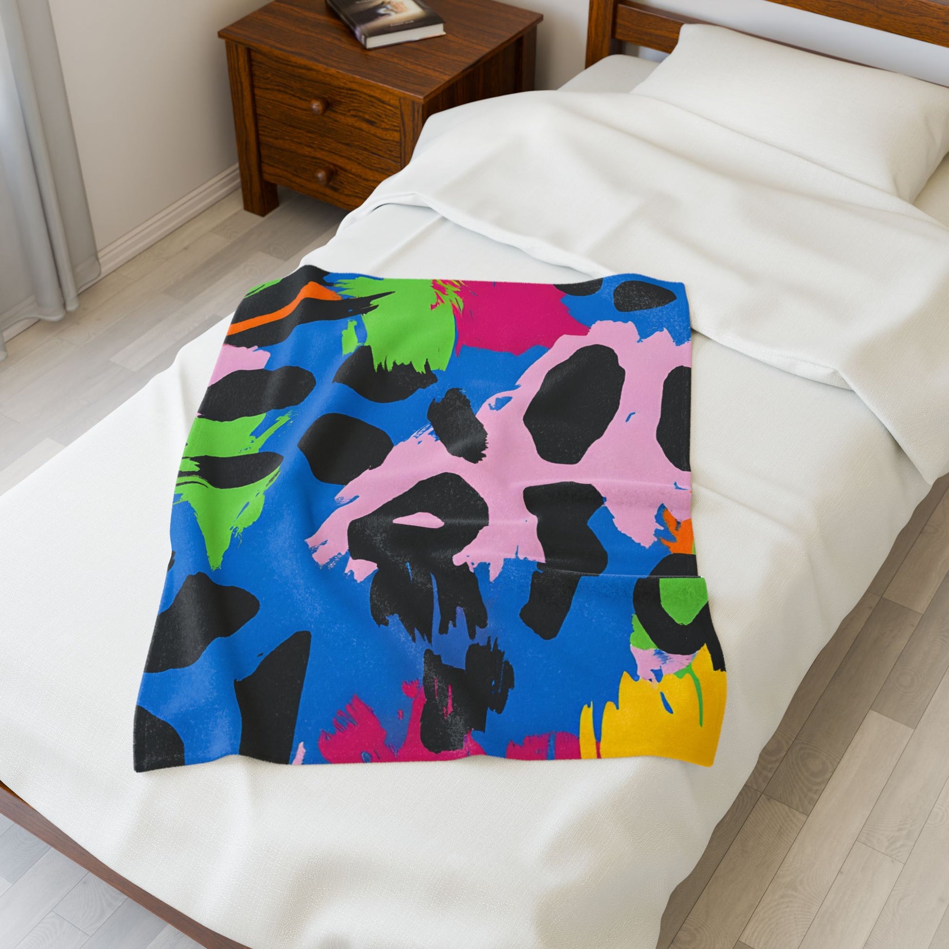 90s Neon Velveteen Plush Blanket, Artsulli - Art is Long, Life is Short, All Over Prints, , , , , , , 