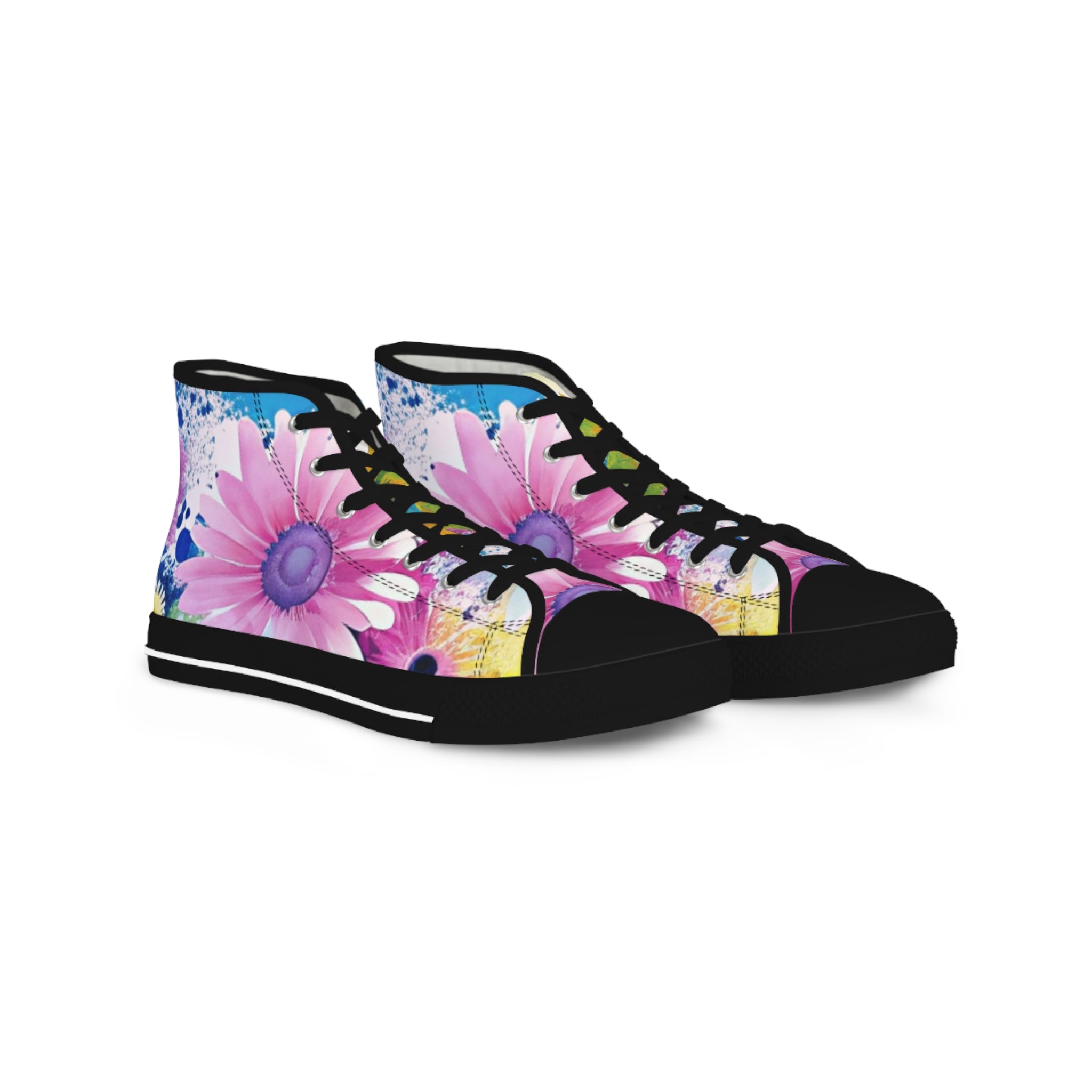 Magical Flower Explosion Multi-Color Men's High Top Sneakers, Artsulli - Art is Long, Life is Short, Shoes, Size, US 5, Color, Black sole, , , 17177865027833359722