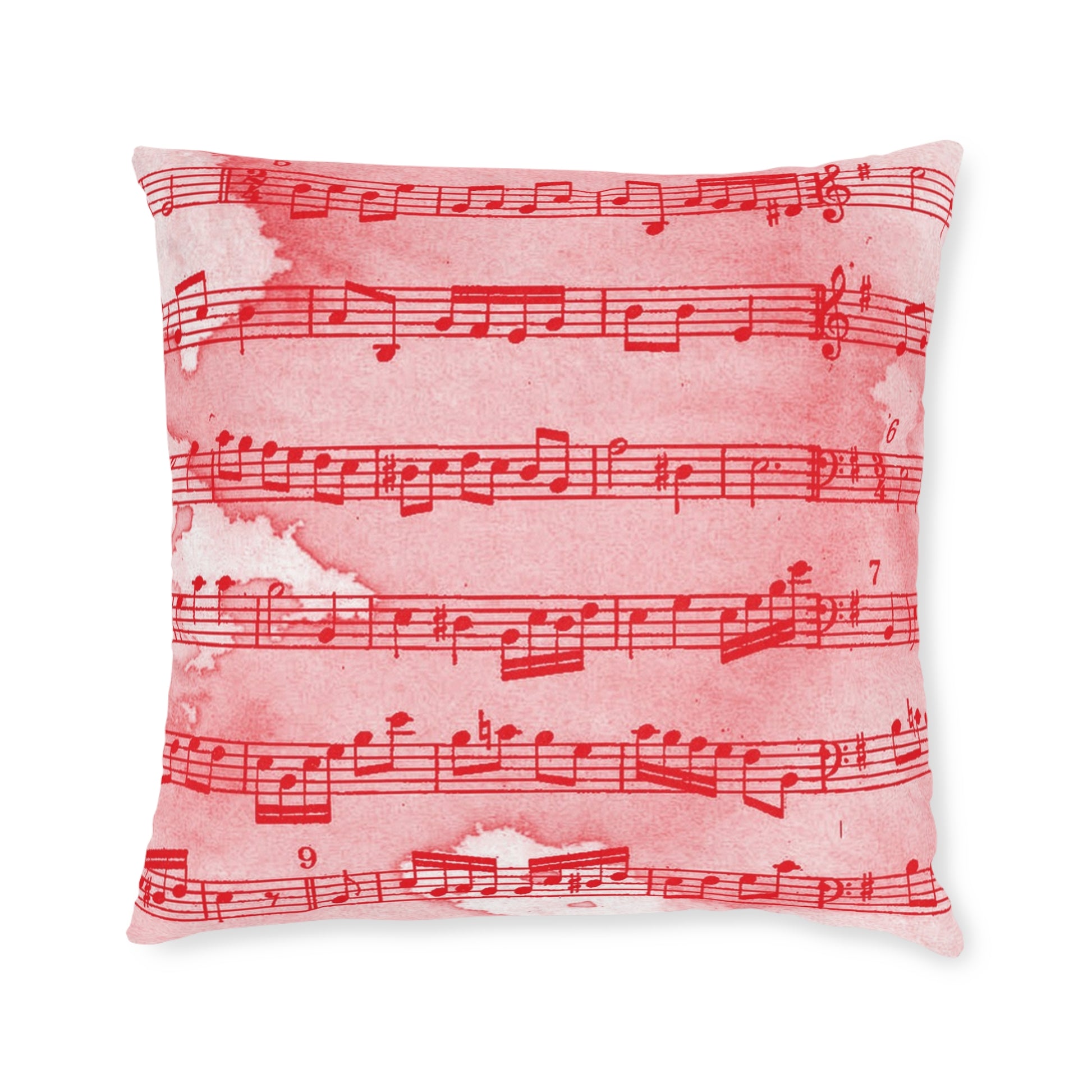 Drip Spill Type Beat Sheet Music Red Square Pillow, Artsulli - Art is Long, Life is Short, Home Decor, Size, 22" × 22", , , , , 73089613526944845968