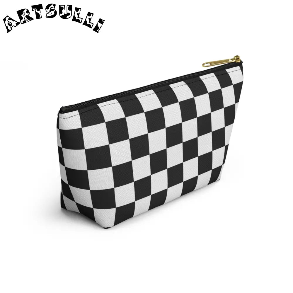JAKKOUTTHEBXX Checkerboard White and Black Accessory Pouch w