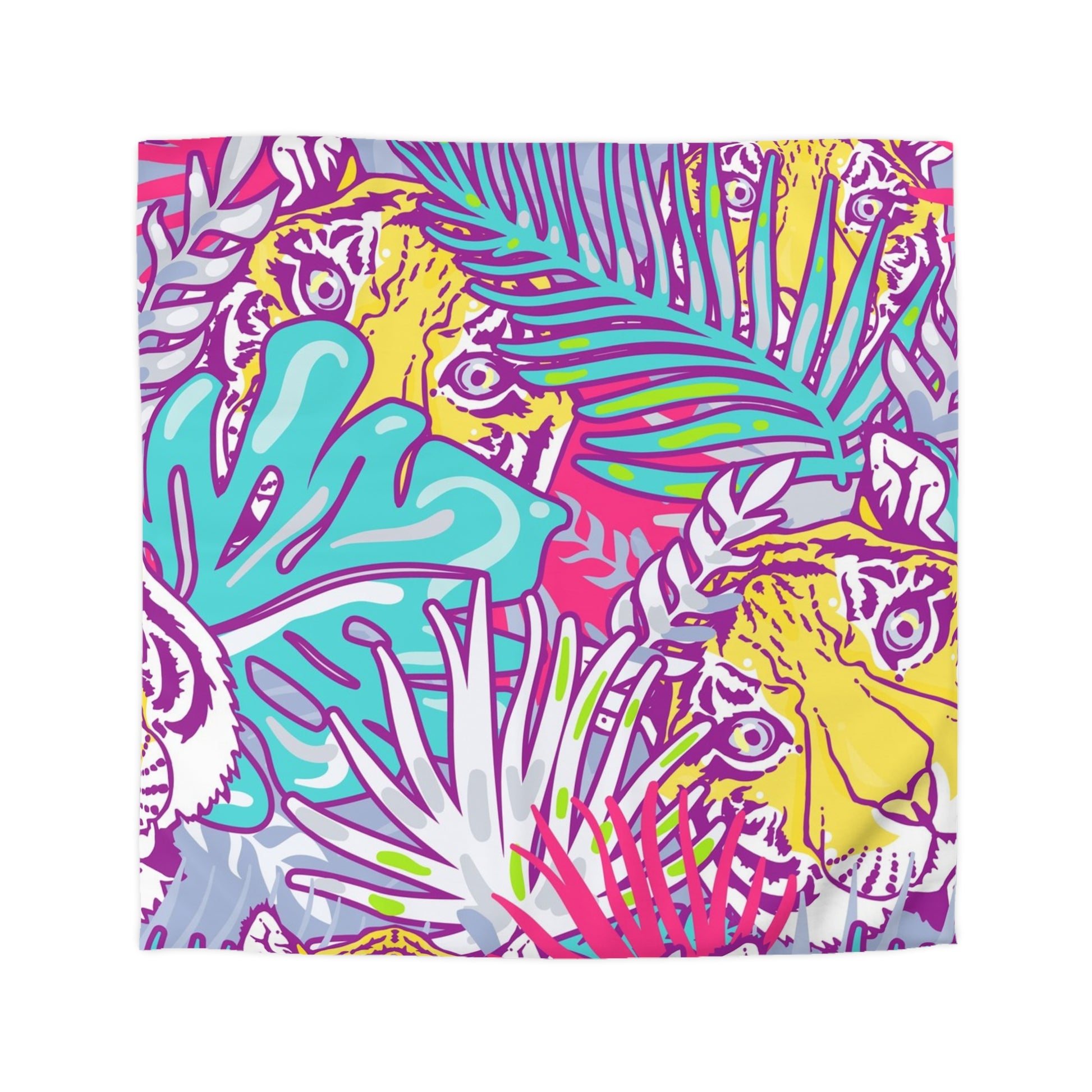 Tropical Floral Tigers Torquise and Purple Microfiber Duvet Cover, Artsulli - Art is Long, Life is Short, Home Decor, Size, Queen, Color, Cream, , , 14199546418683