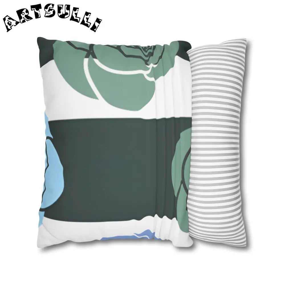 JAKKOUTTHEBXX Striped Rose Garden Spun Polyester Square Pillowcase