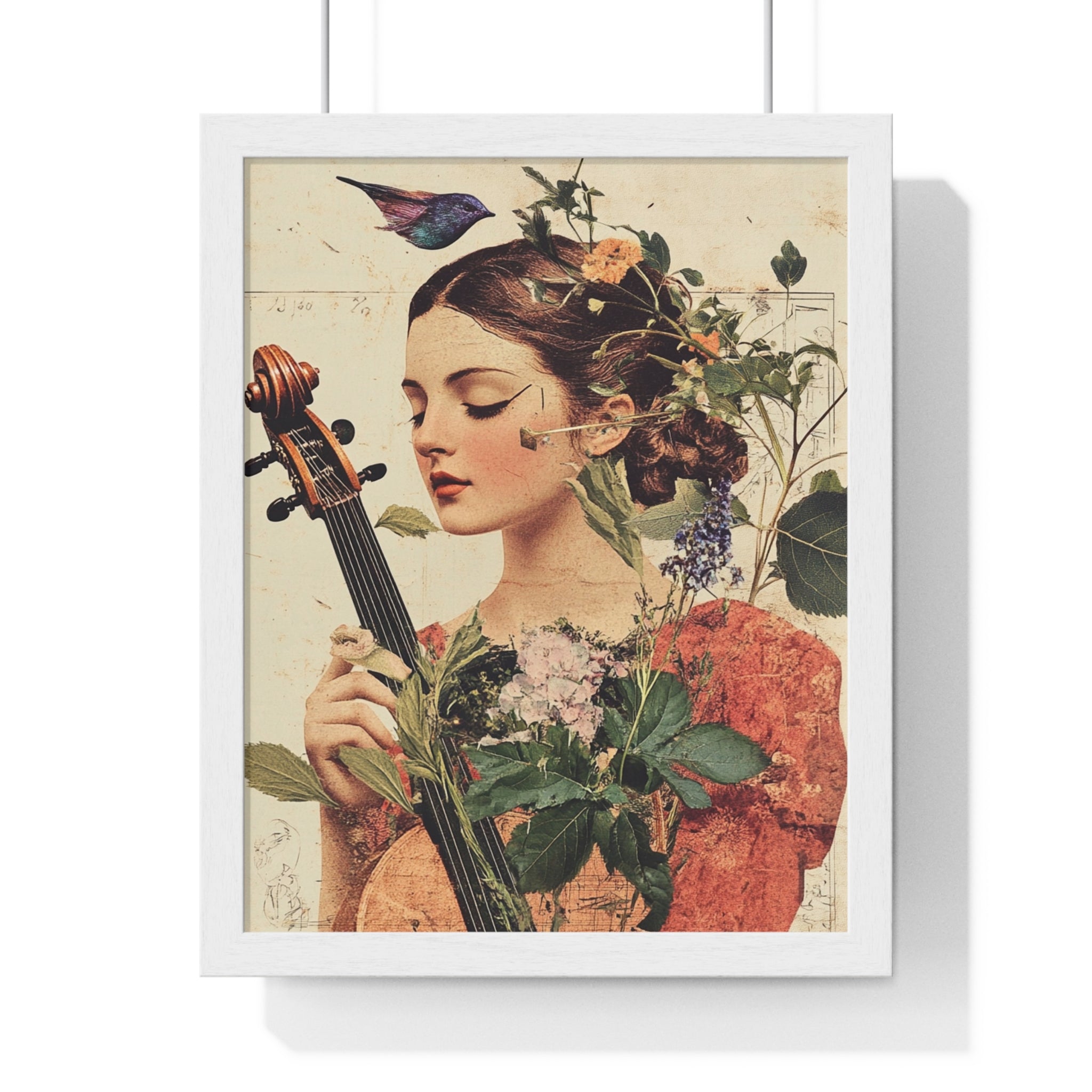 Woman With A Violin V Vertical Framed Poster, Artsulli - Art is Long, Life is Short, Poster, Size, 11″ x 14″, Color, White, , , 16093253139363492382