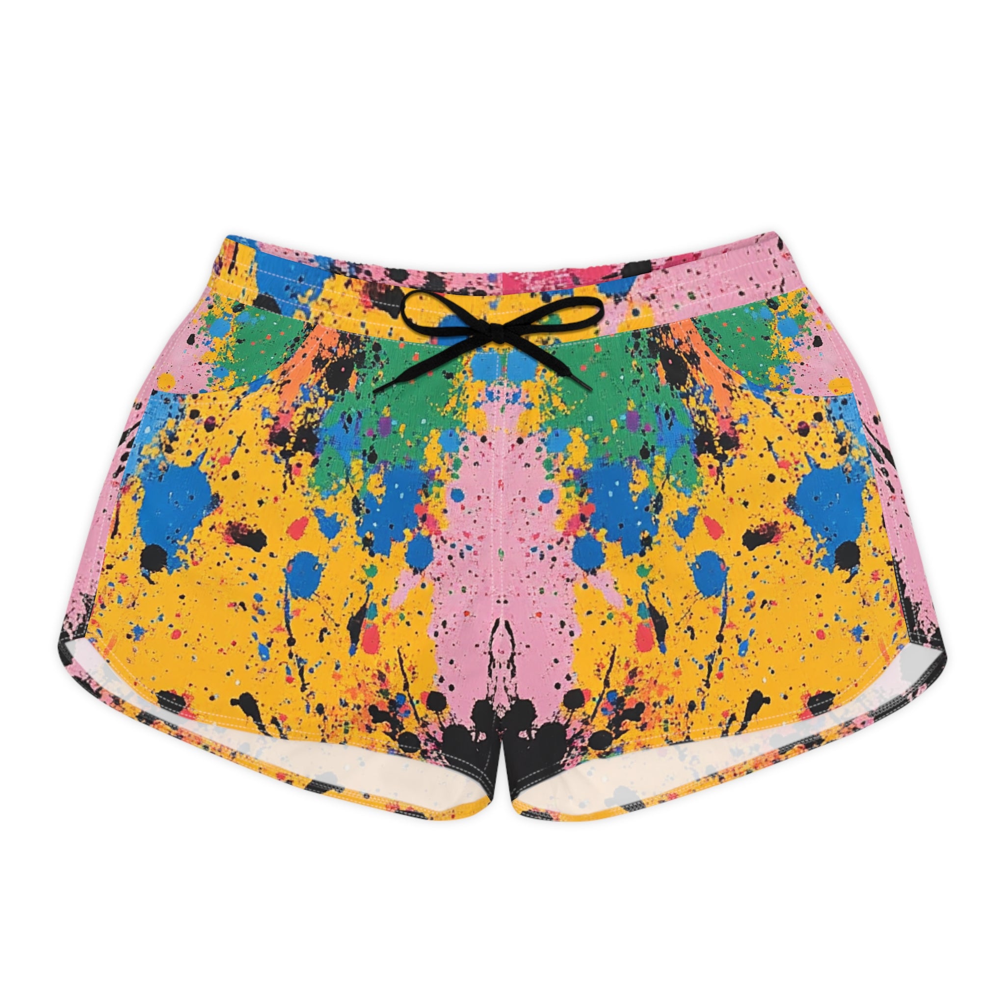 The Colors Of Paint Splatter Women's Casual Shorts (AOP), Artsulli - Art is Long, Life is Short, All Over Prints, Size, S, Color, Black drawstring, , , 24757472618428175631