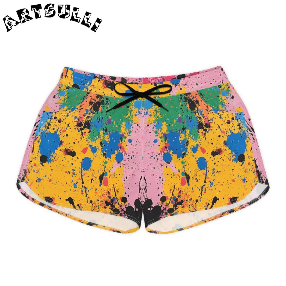JAKKOUTTHEBXX The Colors Of Paint Splatter Women’s Casual Shorts