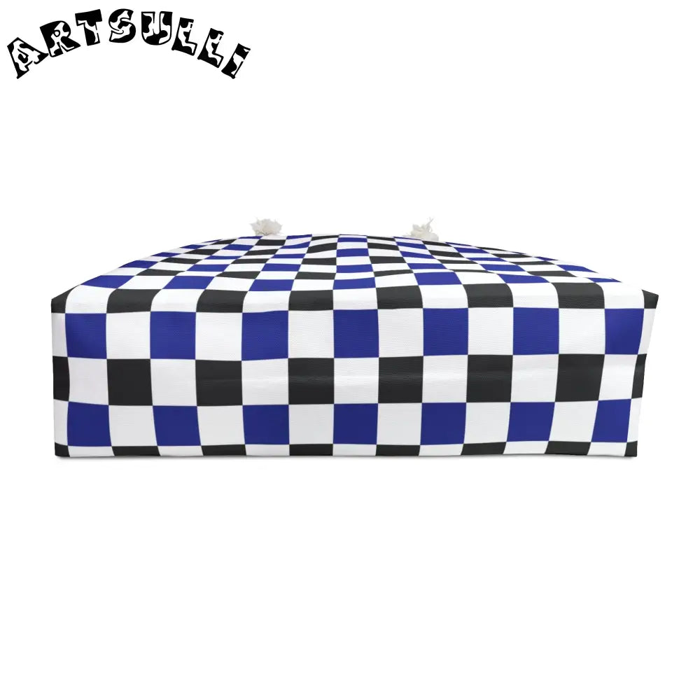 JAKKOUTTHEBXX Checkerboard Blue White and Black Weekender Bag
