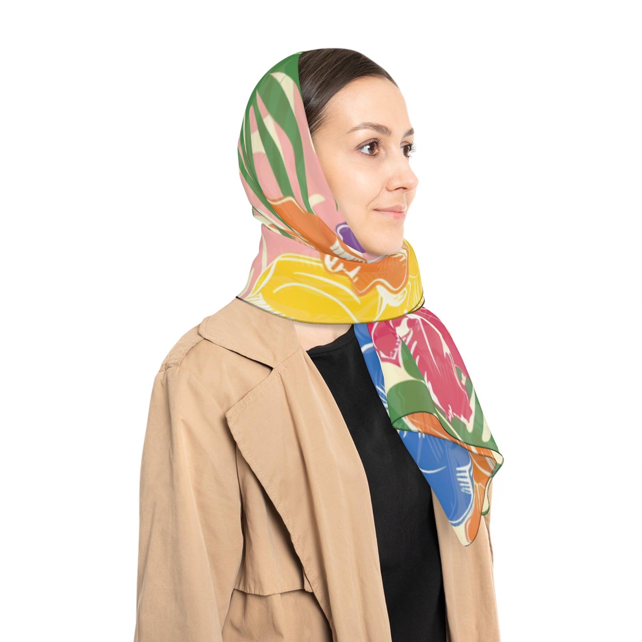 Blooming Tropical Flowers Poly Scarf, Artsulli - Art is Long, Life is Short, Accessories, , , , , , , 