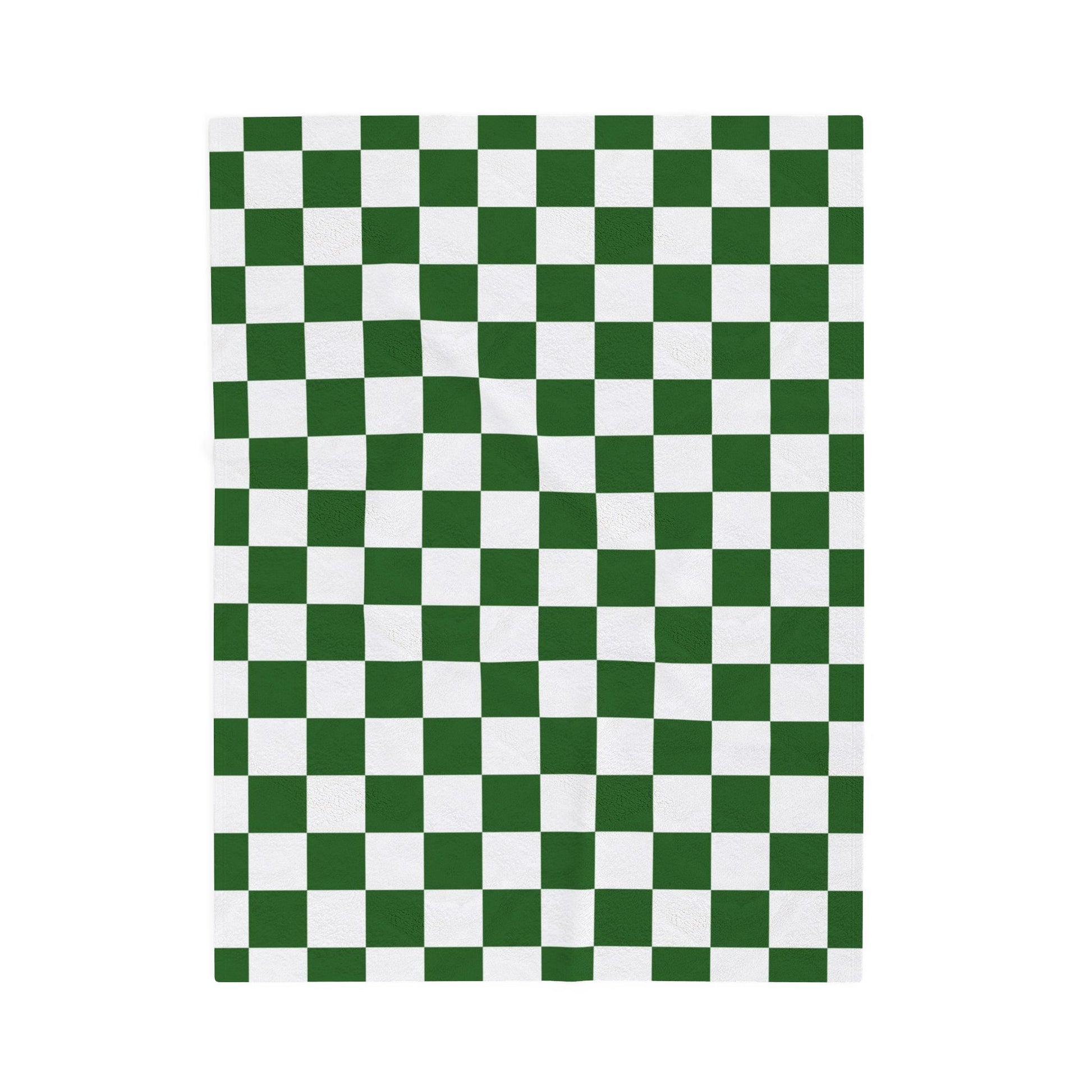 Checkerboard White and Dark Green Velveteen Plush Blanket, Artsulli - Art is Long, Life is Short, All Over Prints, Size, 30" × 40", , , , , 85806984521372735339
