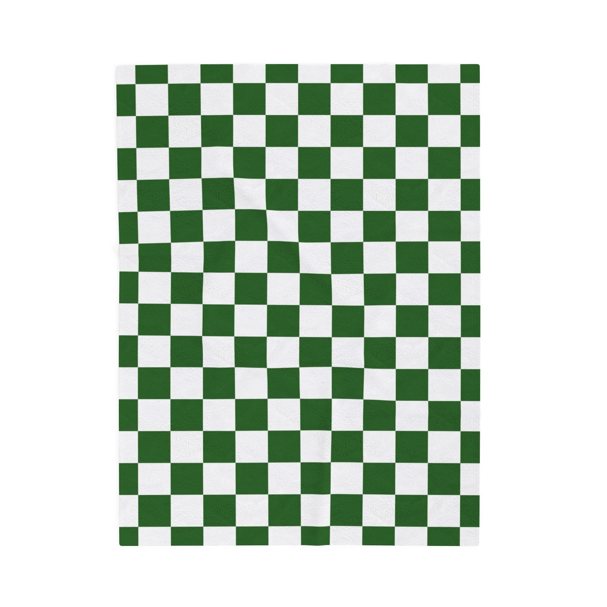 Checkerboard White and Dark Green Velveteen Plush Blanket, Artsulli - Art is Long, Life is Short, All Over Prints, Size, 30" × 40", , , , , 85806984521372735339