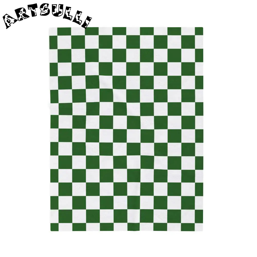 JAKKOUTTHEBXX Checkerboard White and Dark Green Velveteen Plush