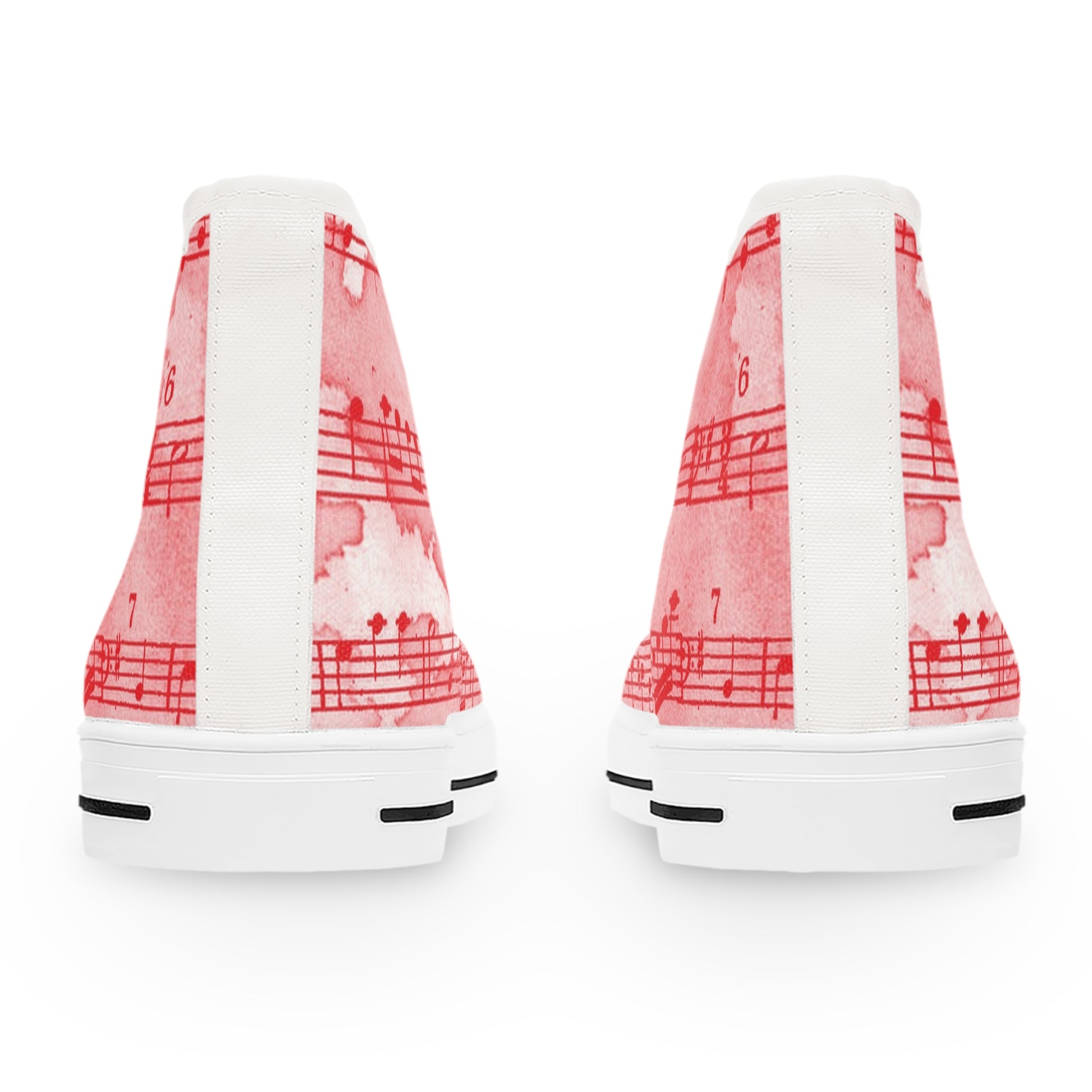 Drip Spill Type Beat Sheet Music Red Women's High Top Sneakers, Artsulli - Art is Long, Life is Short, Shoes, , , , , , , 