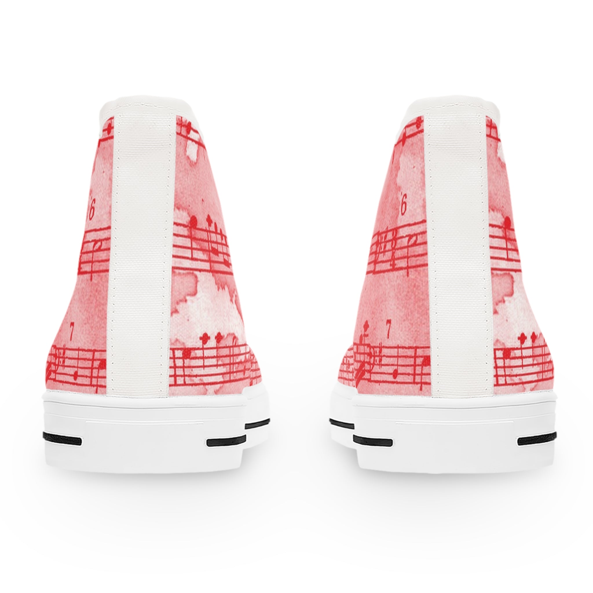 Drip Spill Type Beat Sheet Music Red Women's High Top Sneakers, Artsulli - Art is Long, Life is Short, Shoes, , , , , , , 