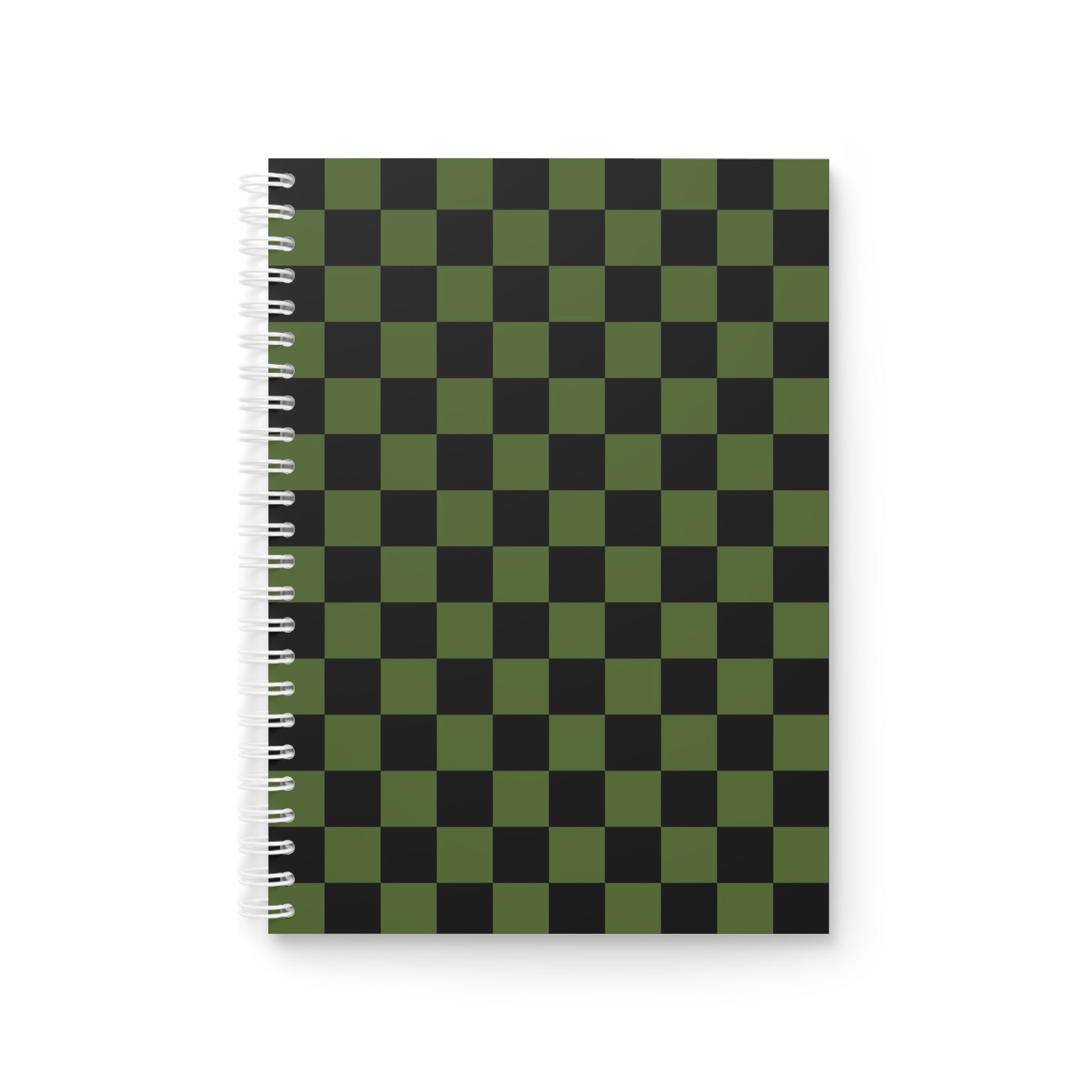 Checkerboard Olive Green and Black Spiral Notebook, Artsulli - Art is Long, Life is Short, Paper products, Size, One Size, , , , , 92715143831143402229
