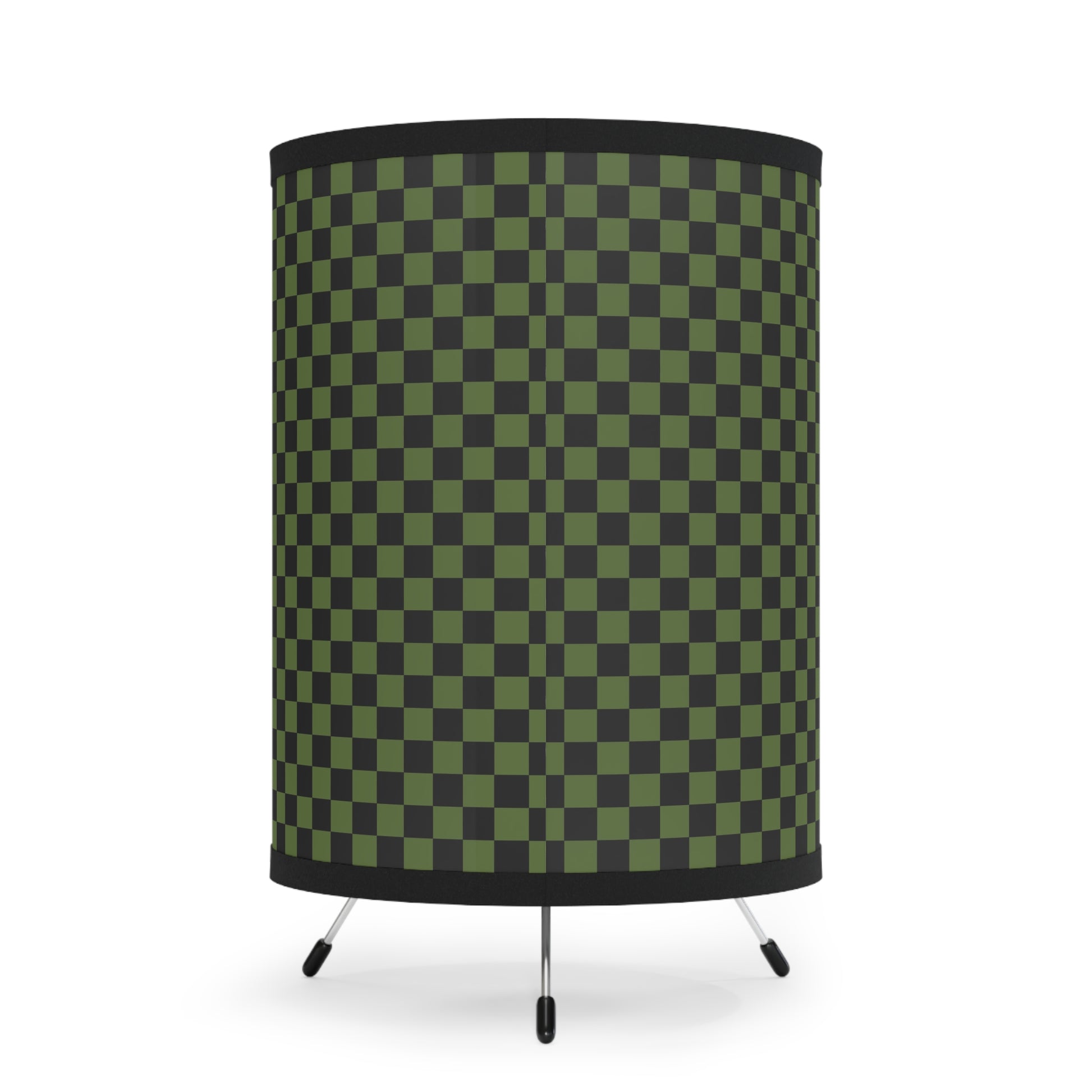 Checkerboard Olive Green and Black Tripod Lamp with High-Res Printed Shade, US\CA plug, Artsulli - Art is Long, Life is Short, Home Decor, , , , , , , 