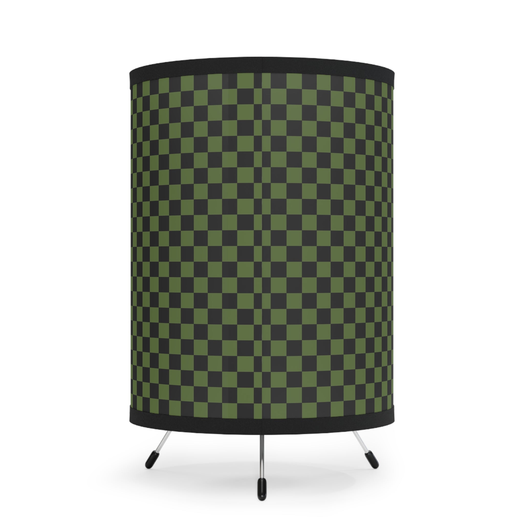 Checkerboard Olive Green and Black Tripod Lamp with High-Res Printed Shade, US\CA plug, Artsulli - Art is Long, Life is Short, Home Decor, , , , , , , 