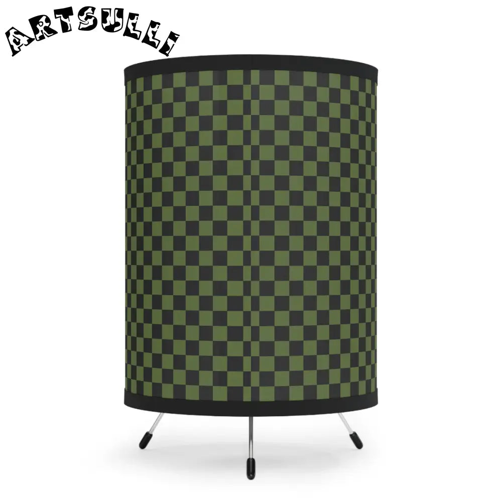 JAKKOUTTHEBXX Checkerboard Olive Green and Black Tripod Lamp