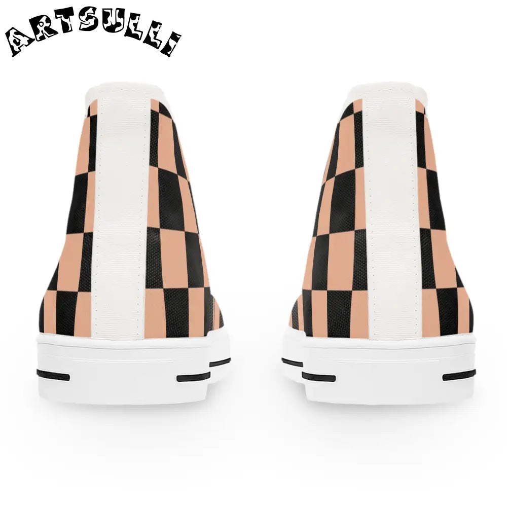 JAKKOUTTHEBXX Checkerboard Soft Orange and Black Women’s High Top