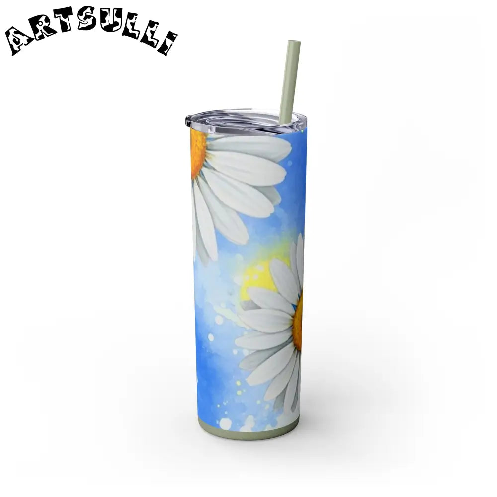 JAKKOUTTHEBXX Daisies Skinny Tumbler with Straw 20oz JAKKOUTTHEBXX