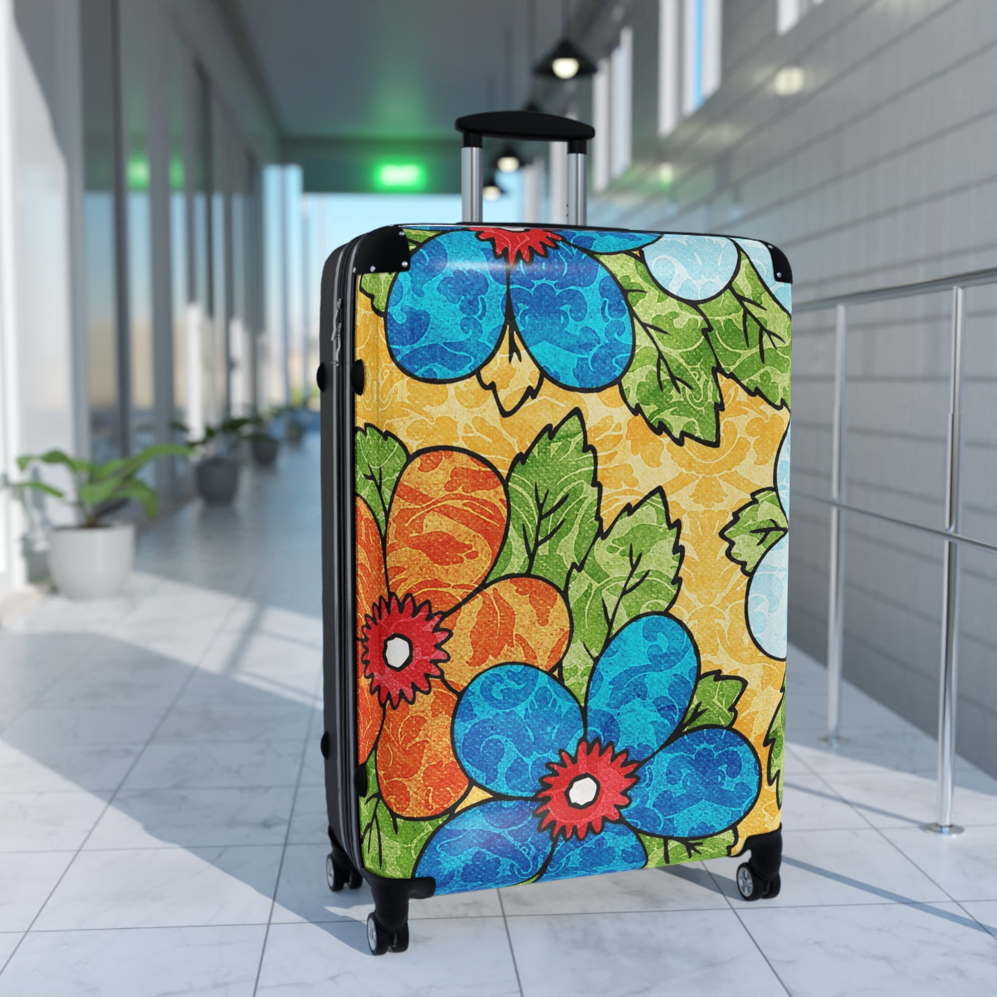 Groovy Yellow Floral Kl Suitcase, Artsulli - Art is Long, Life is Short, Bags, , , , , , , 