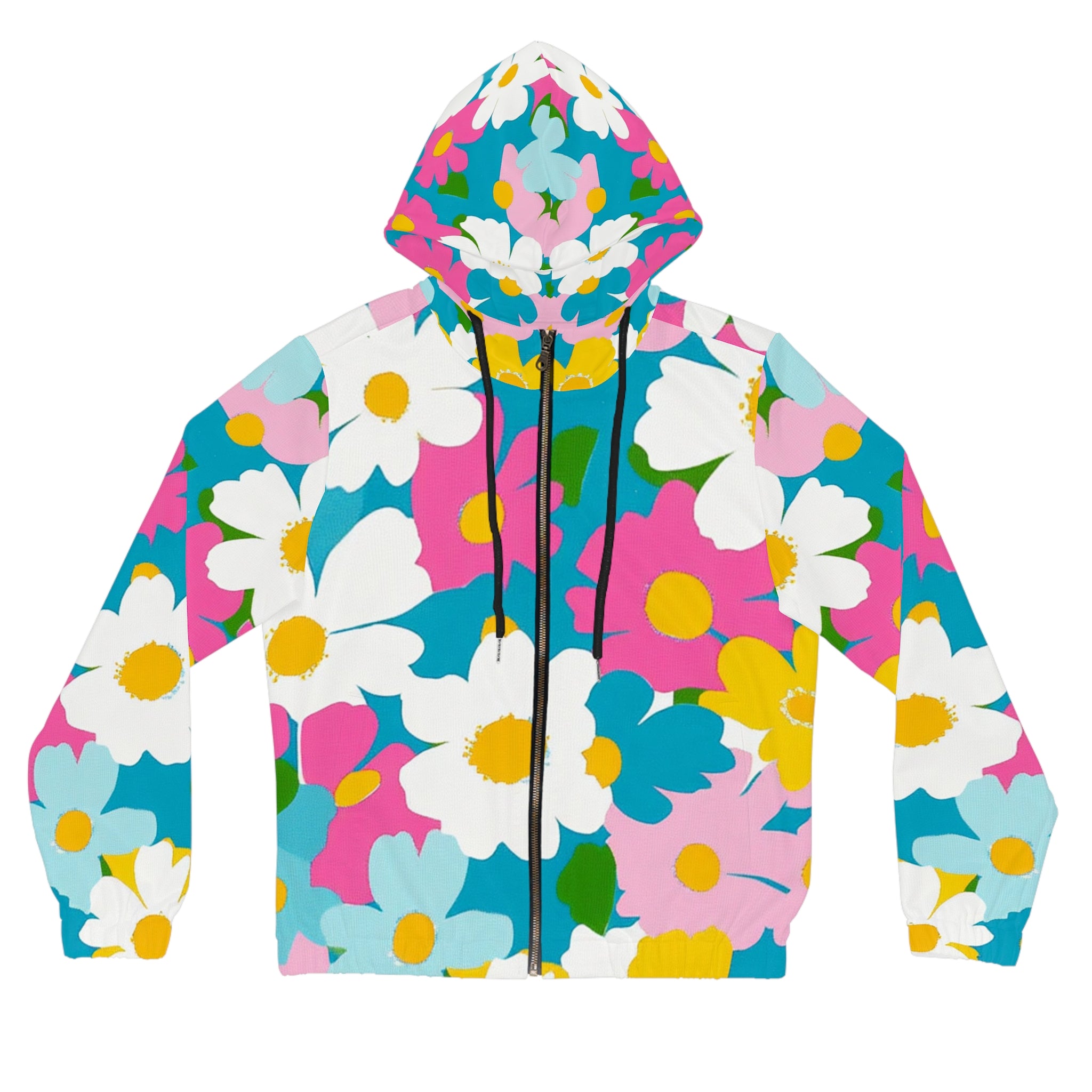 Flowers Women’s Full-Zip Hoodie (AOP), Artsulli - Art is Long, Life is Short, All Over Prints, Size, XS, Color, Black, , , 20692356314537368333