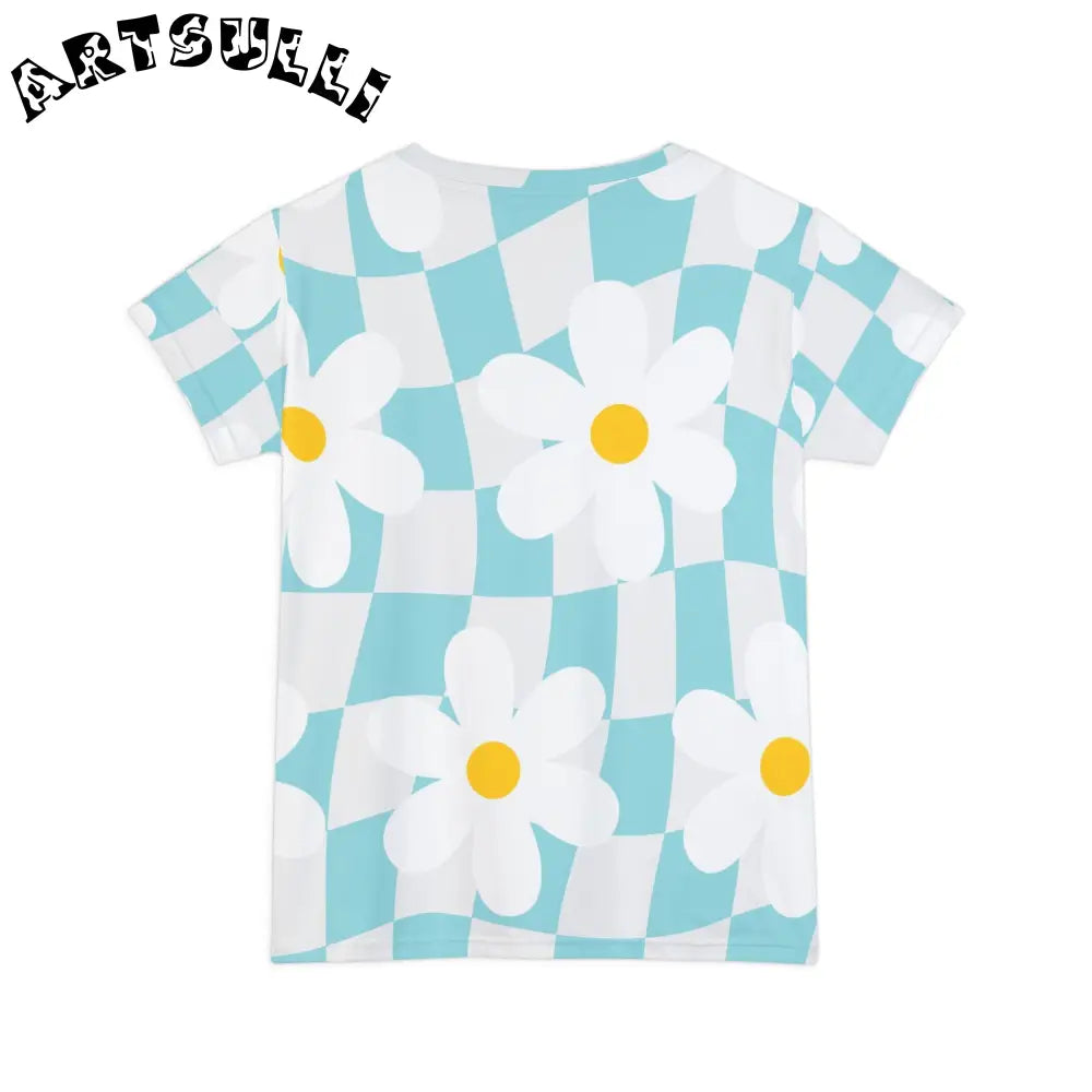 JAKKOUTTHEBXX Trippy Check Garden Women’s Short Sleeve Shirt (AOP)