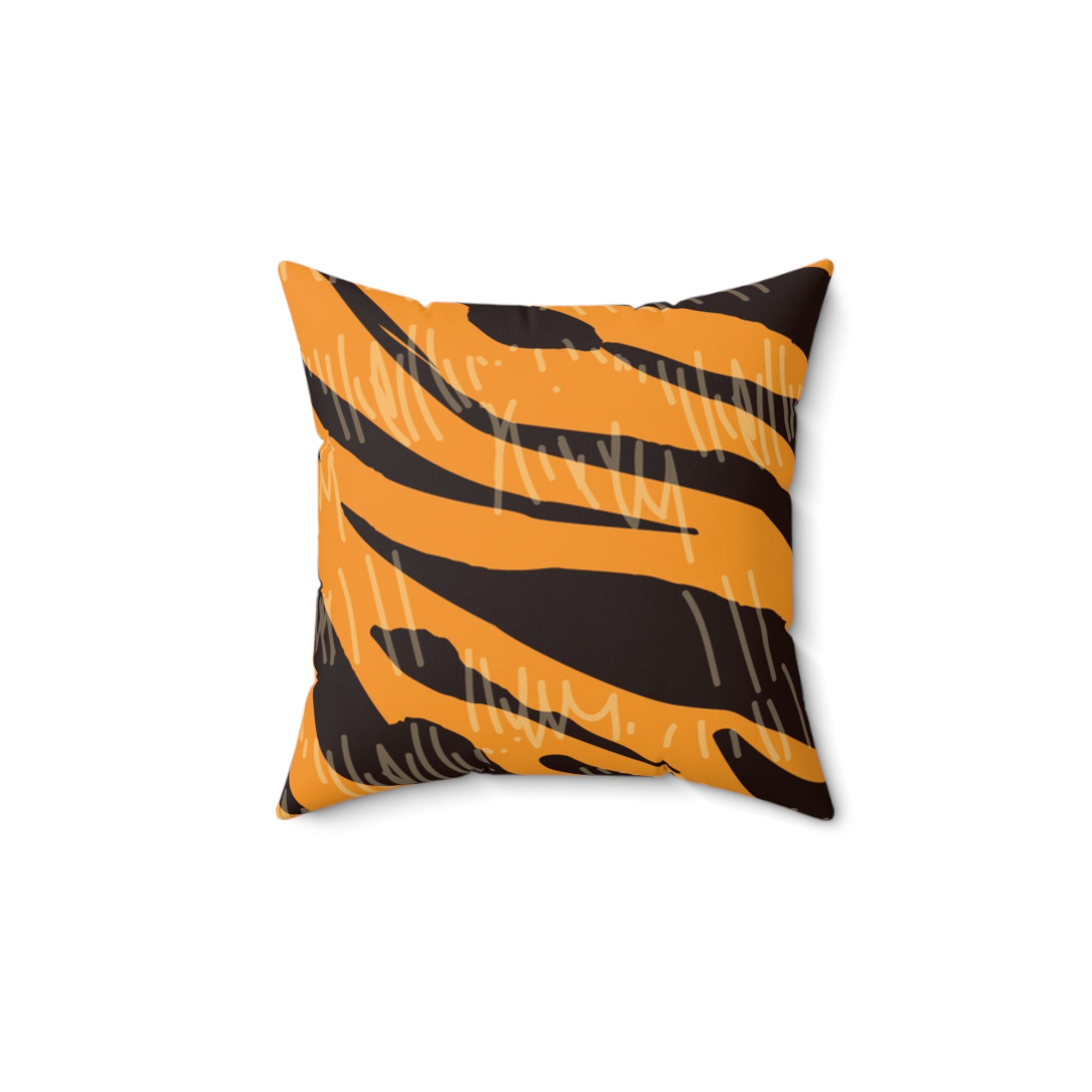 Tiger Scratches Orange & Black Spun Polyester Square Pillow, Artsulli - Art is Long, Life is Short, Home Decor, Size, 14" × 14", , , , , 13057885531856
