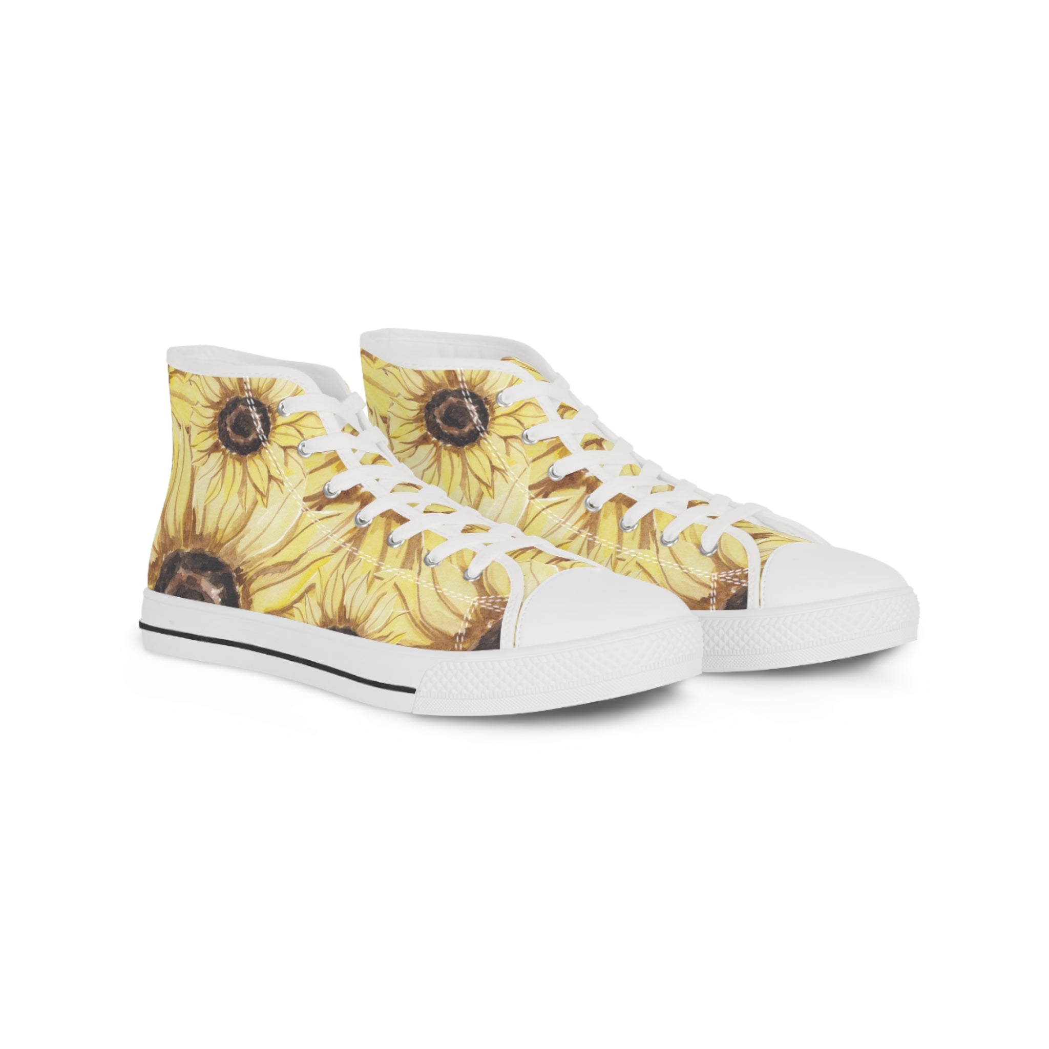Retro Anime Sunflower Men's High Top Sneakers, Artsulli - Art is Long, Life is Short, Shoes, Size, US 5, Color, White sole, , , 33482688463282644519