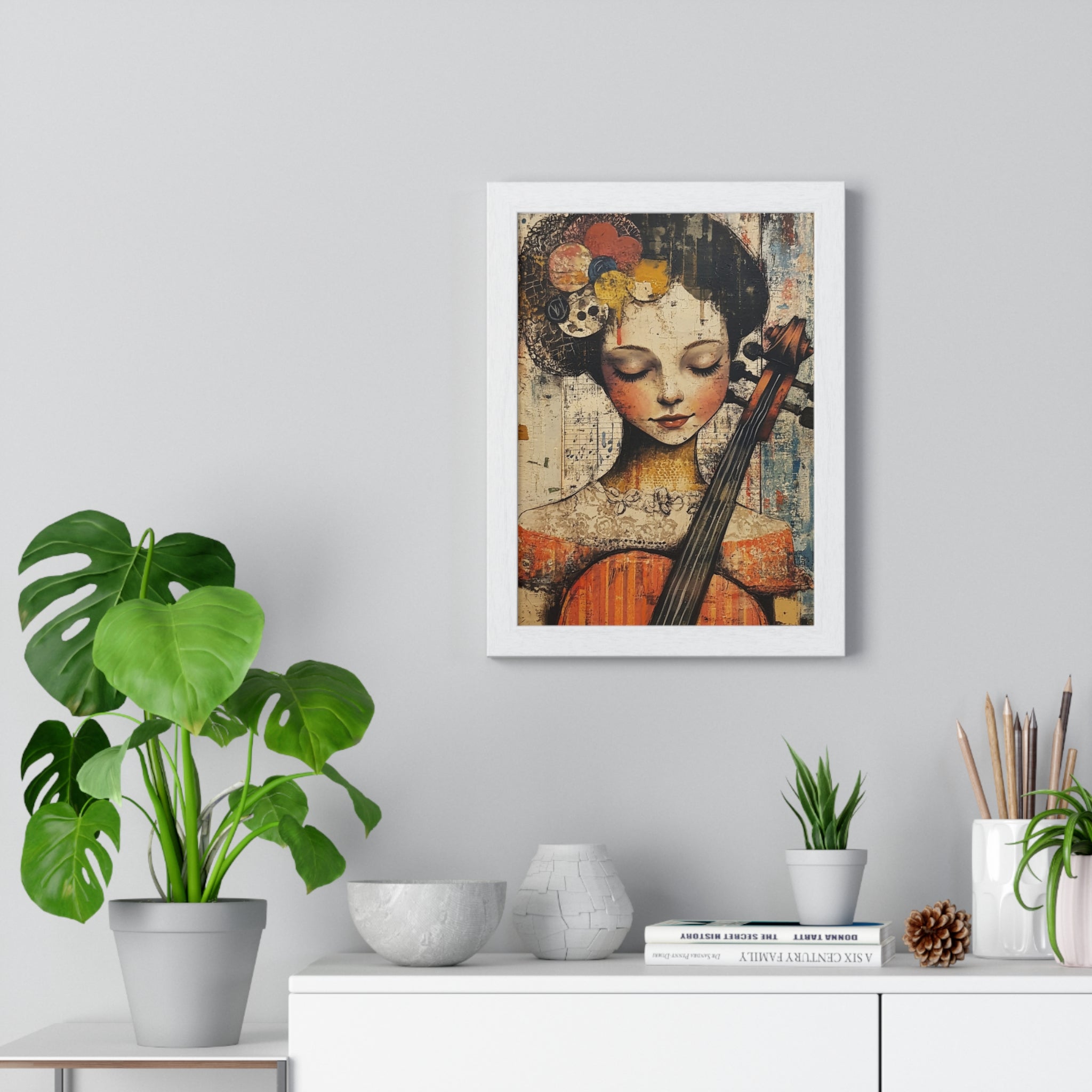 Girl With A Violin Vertical Framed Poster, Artsulli - Art is Long, Life is Short, Poster, , , , , , , 