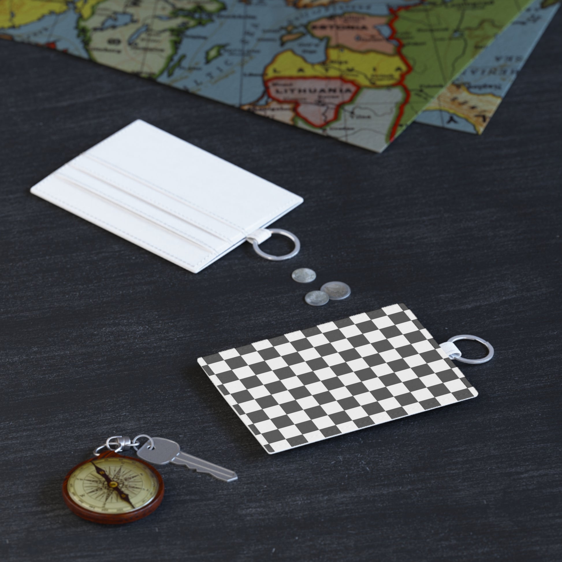 Checkerboard White and Black Saffiano Leather Card Holder, Artsulli - Art is Long, Life is Short, Accessories, , , , , , , 