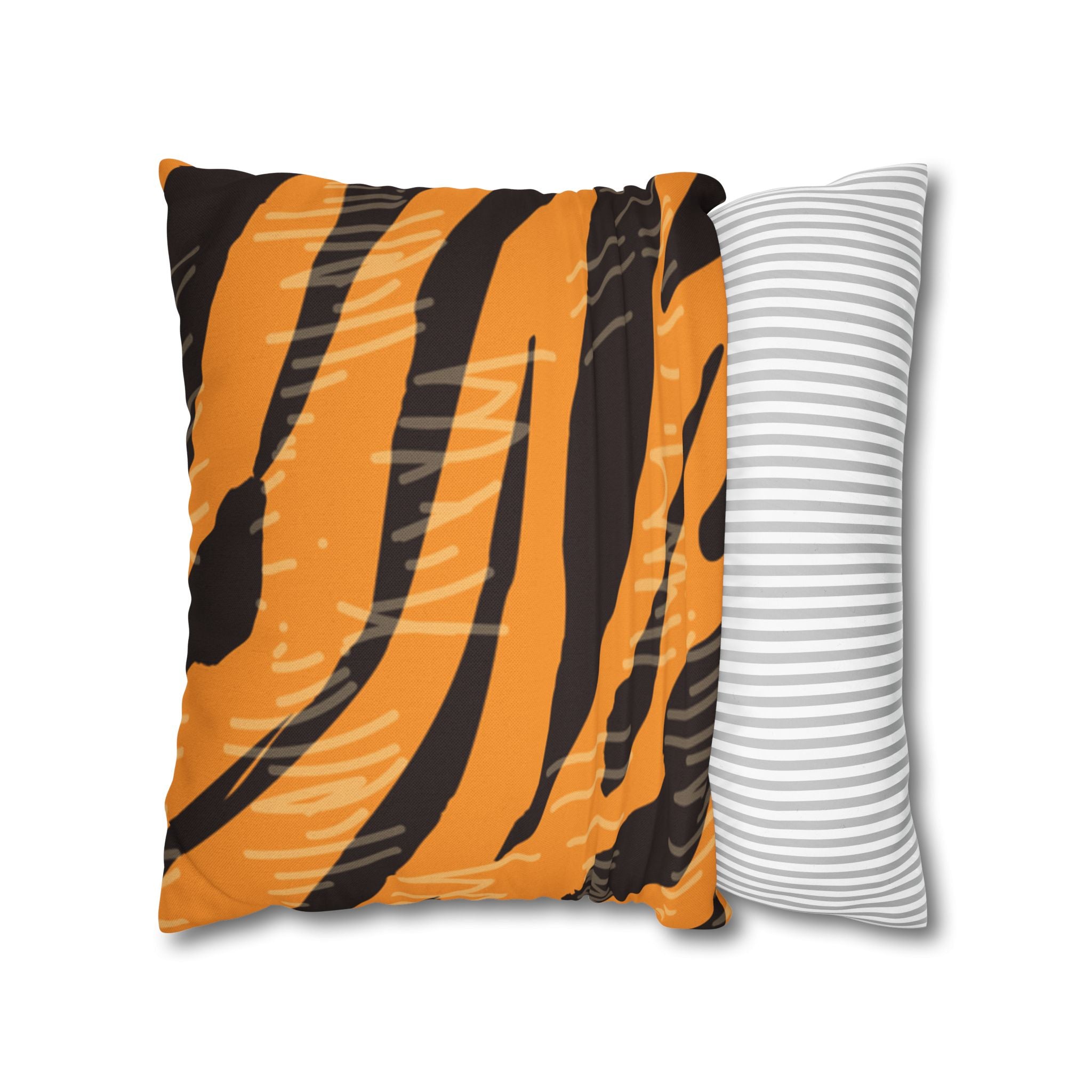 Tiger Scratches Orange & Black Spun Polyester Square Pillowcase, Artsulli - Art is Long, Life is Short, Home Decor, , , , , , , 