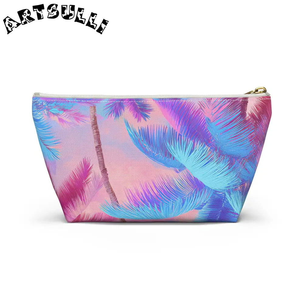 JAKKOUTTHEBXX Ethereal Pastel Palms II Blue and Pink Accessory Pouch