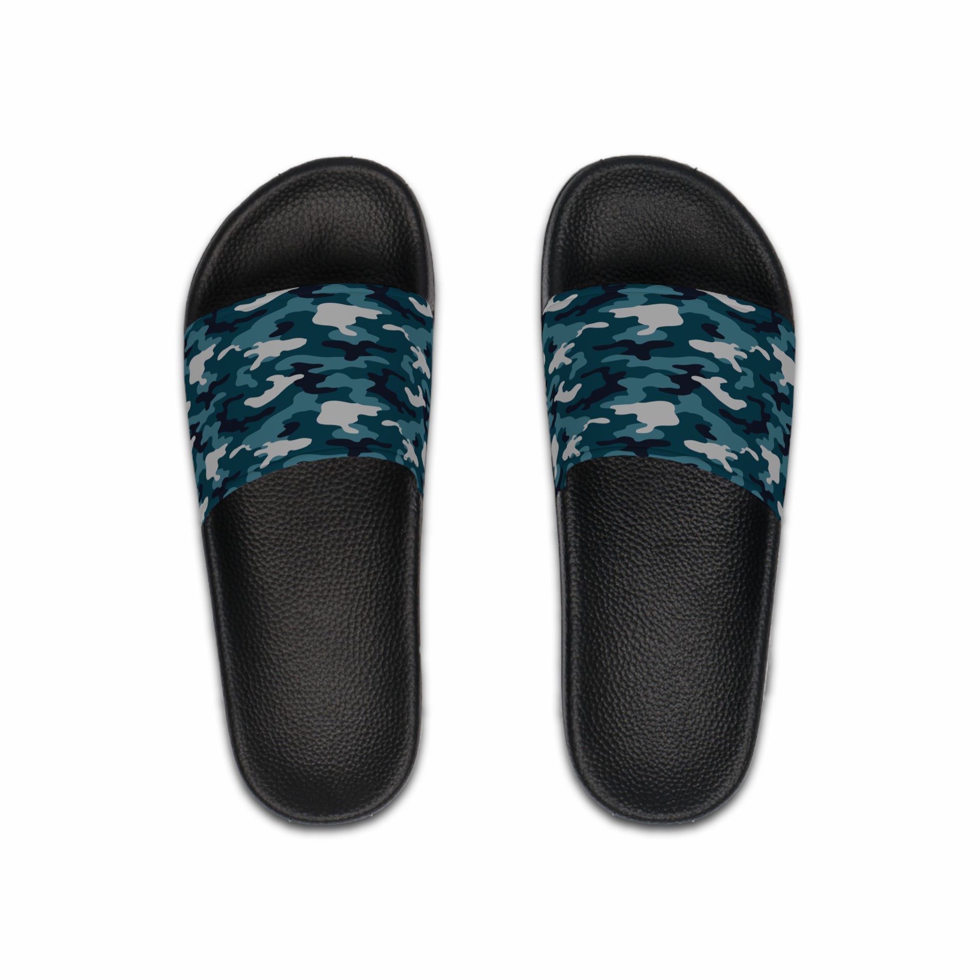 Blue Camouflage II Men's Slide Sandals, Artsulli - Art is Long, Life is Short, Shoes, Color, Black sole, Size, US 6, , , 10652311055037