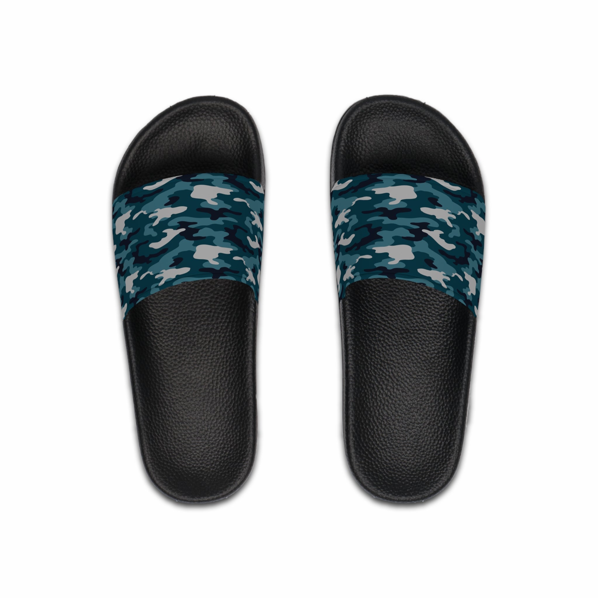 Blue Camouflage II Men's Slide Sandals, Artsulli - Art is Long, Life is Short, Shoes, Color, Black sole, Size, US 6, , , 10725695008326
