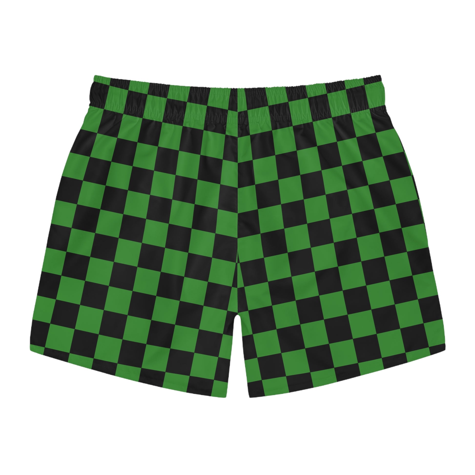 Checkerboard Green and Black Swim Trunks (AOP), Artsulli - Art is Long, Life is Short, All Over Prints, , , , , , , 
