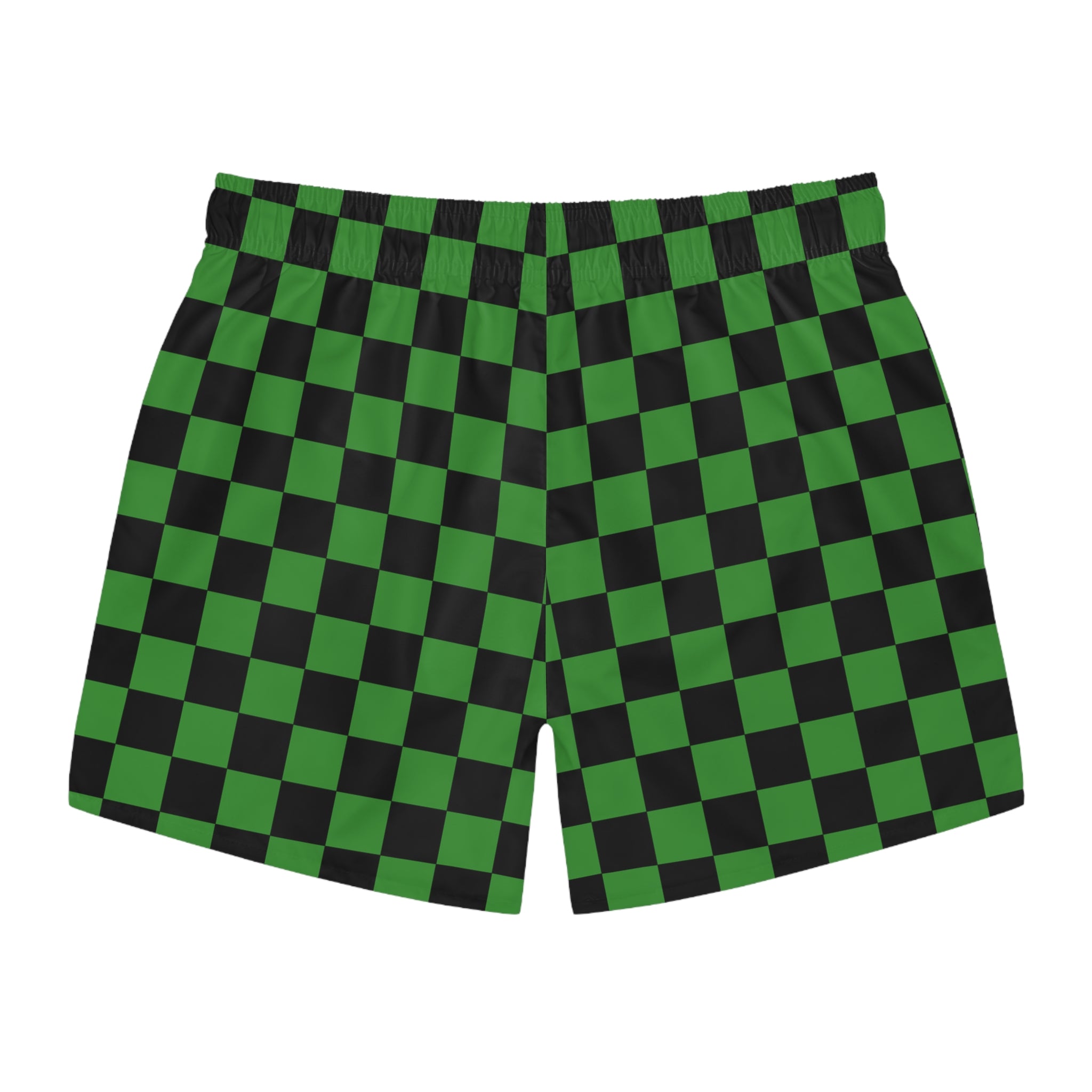 Checkerboard Green and Black Swim Trunks (AOP), Artsulli - Art is Long, Life is Short, All Over Prints, , , , , , , 